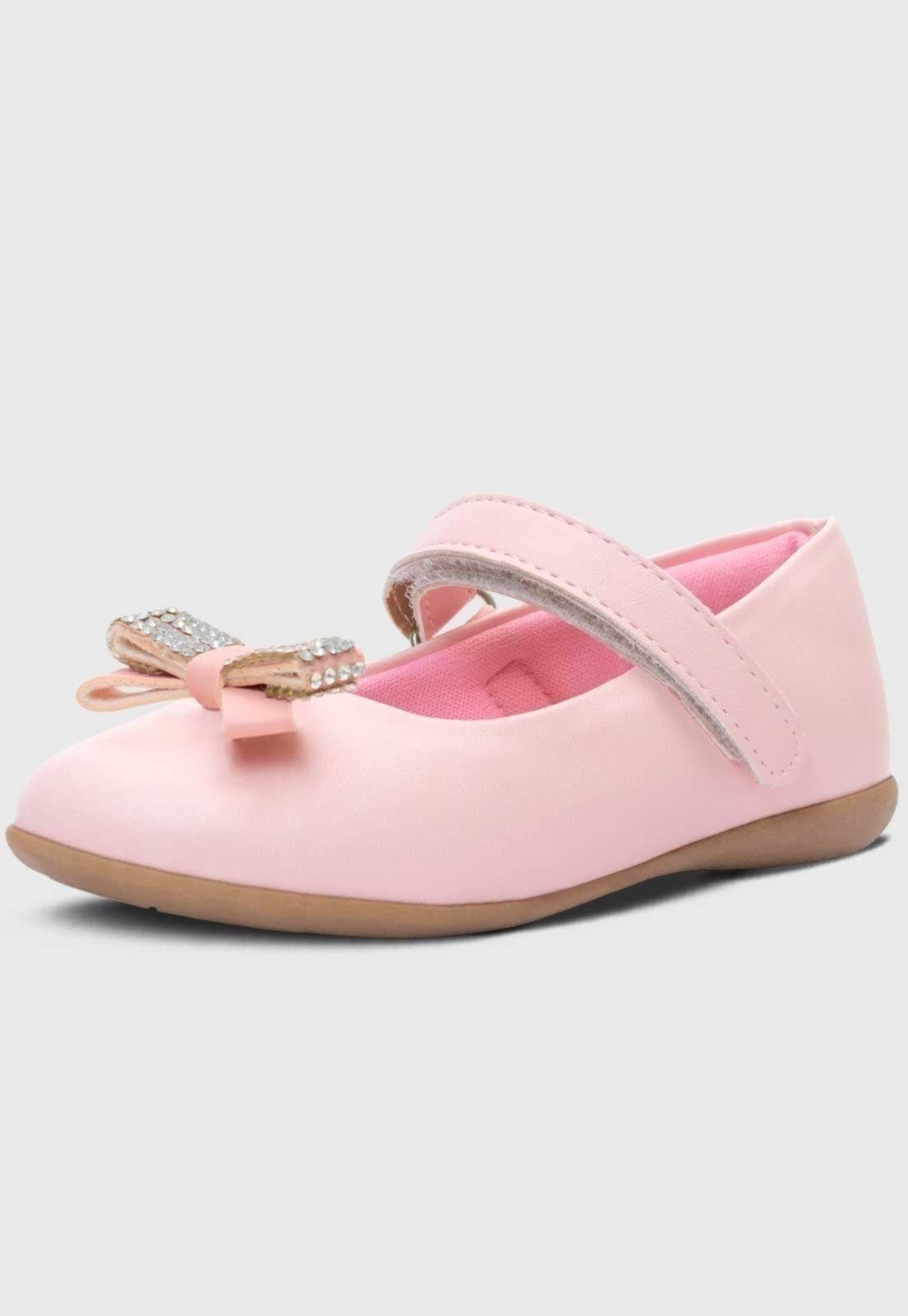 Infantil – Sapatilha Menina Popidi Calce Facil Laço Strass Rosa