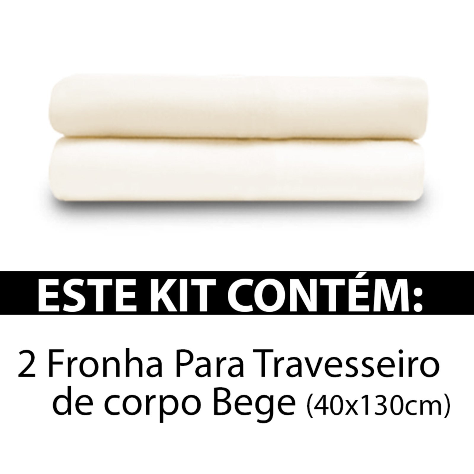 Vista 3 Kit 2 Fronhas De Travesseiro De Corpo Percal 180 Fios 130x40cm - BF Colchões bege BF Colchoes bege