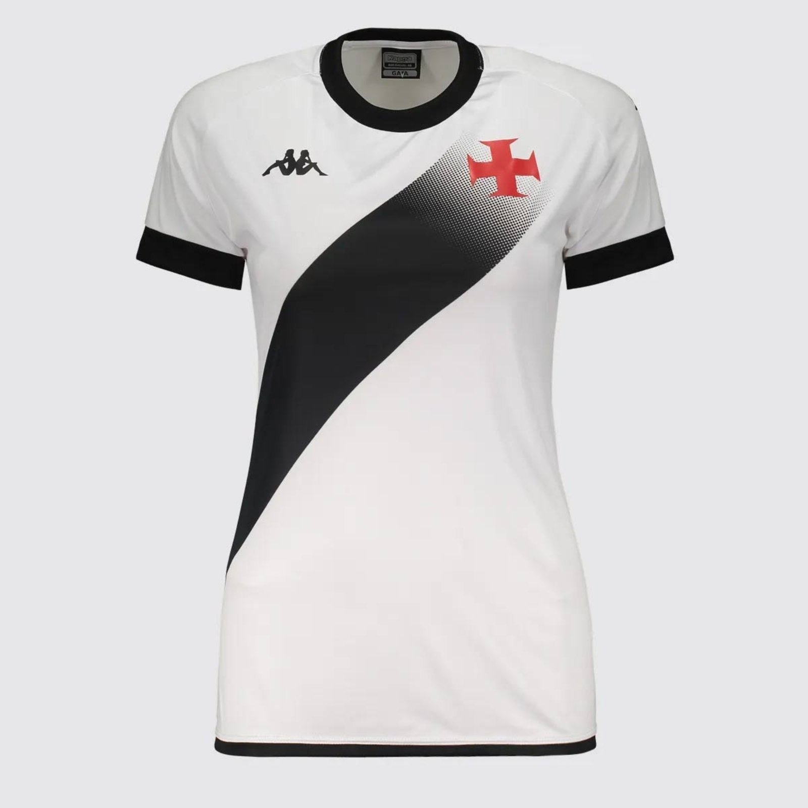 Vista 3 Camisa Kappa Vasco Supporter Graphik Feminina Branca e Preta 10 Coutinho branco branco