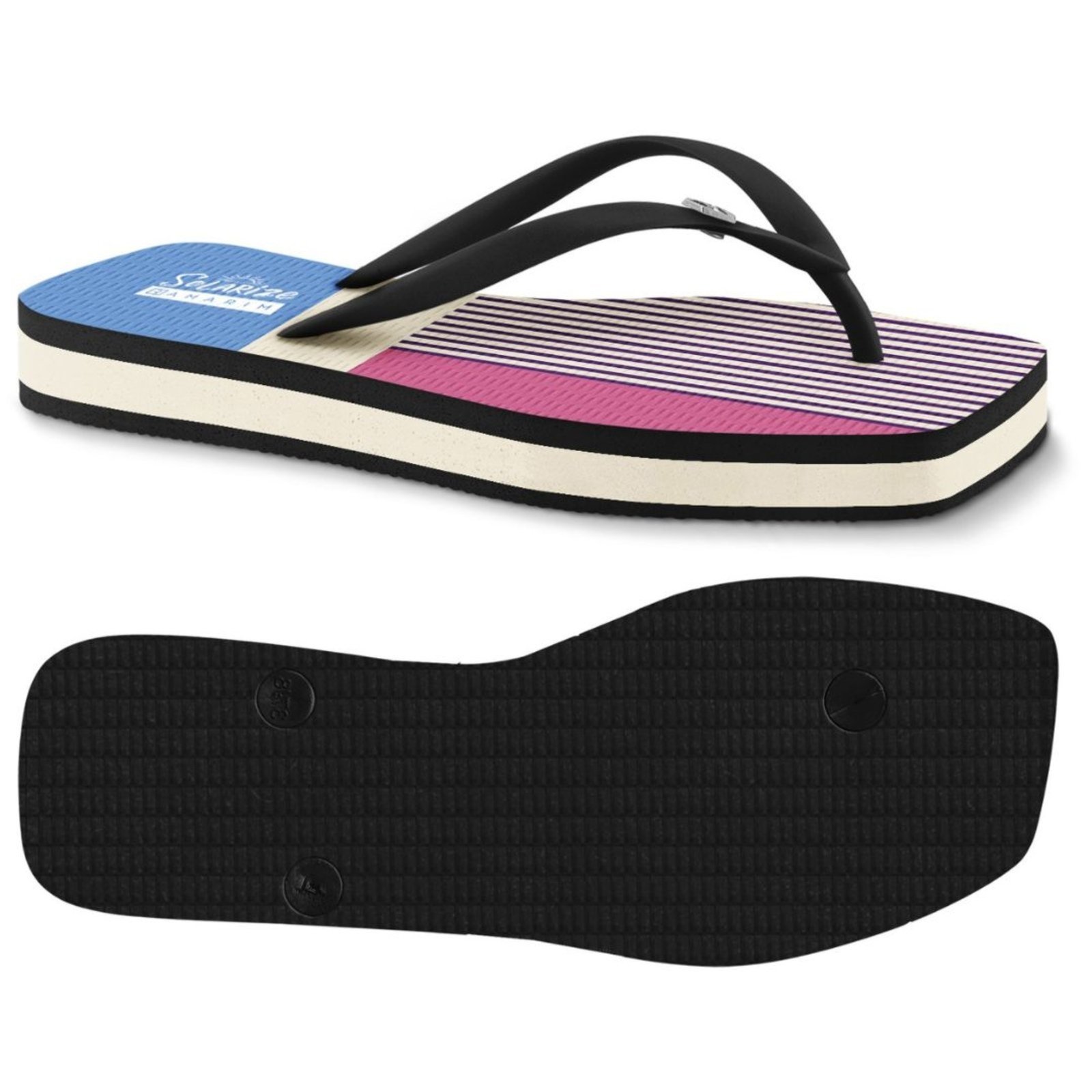 Chinelo Feminino Ramarim Solarize Preto Estampado 244234-6
