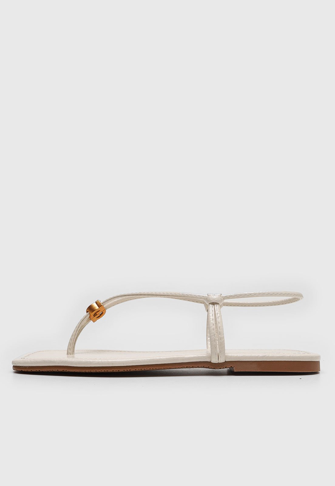Rasteira Feminina Degalls Fechada Tiras Quadrada Off-White