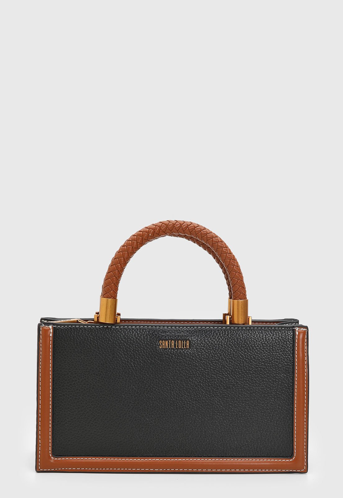 Bolsa Grande Santa Lolla Alça Trançada Preta