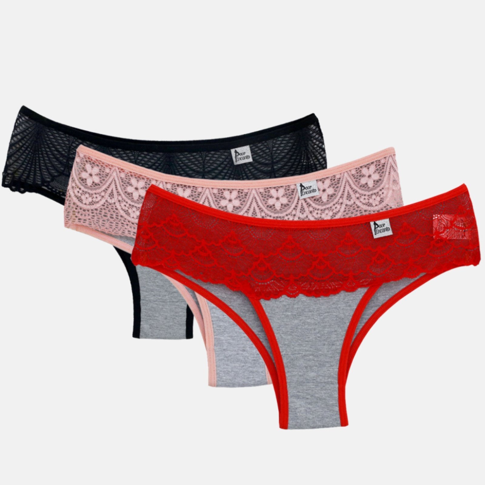 Kit com 05 Calcinhas de algodão cos largo Doce Encanto Ref048 multicolorida