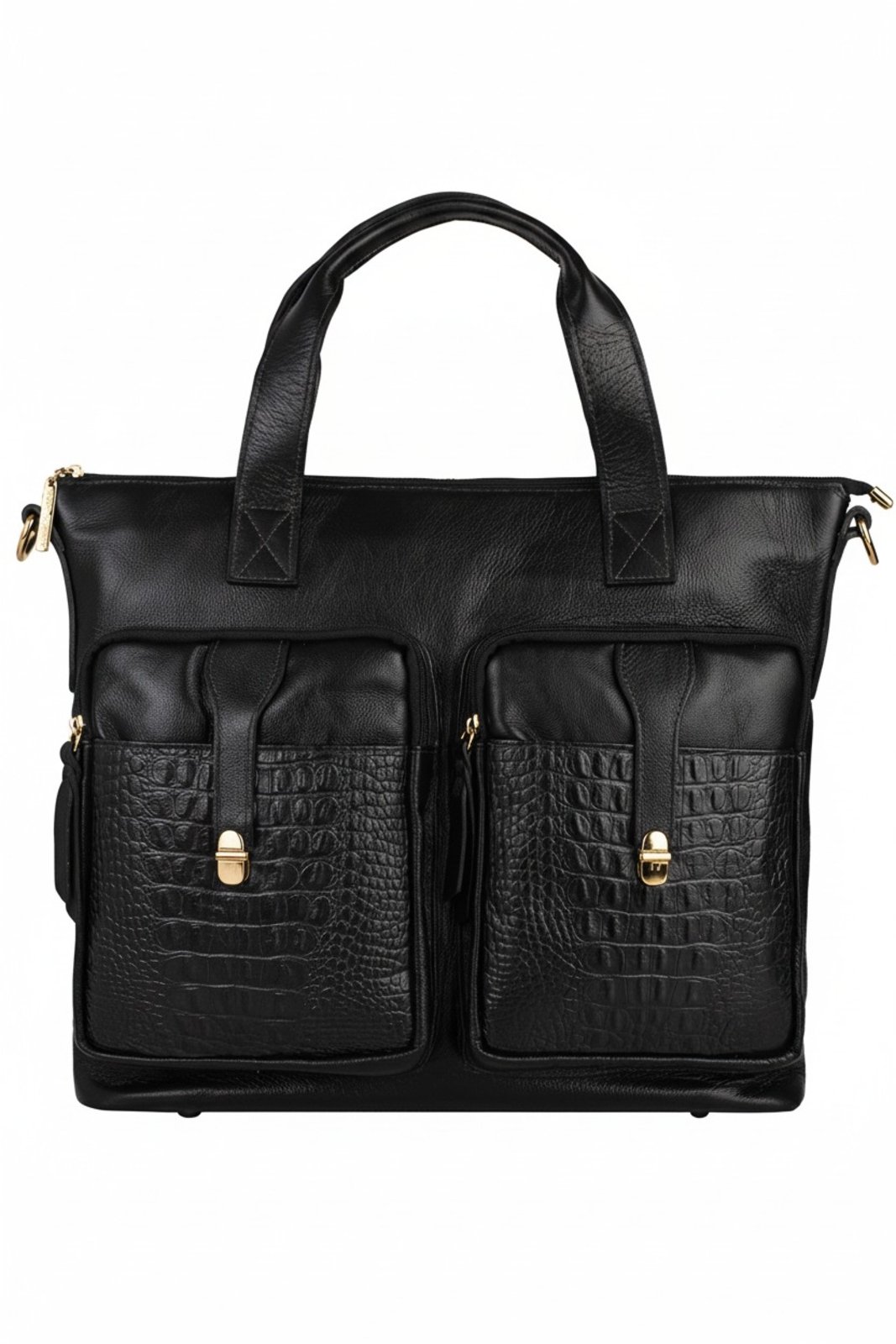 Vista 2 Bolsa Andrea Vinci Para Notebook De Couro Croco Jaque preto Andrea Vinci preto