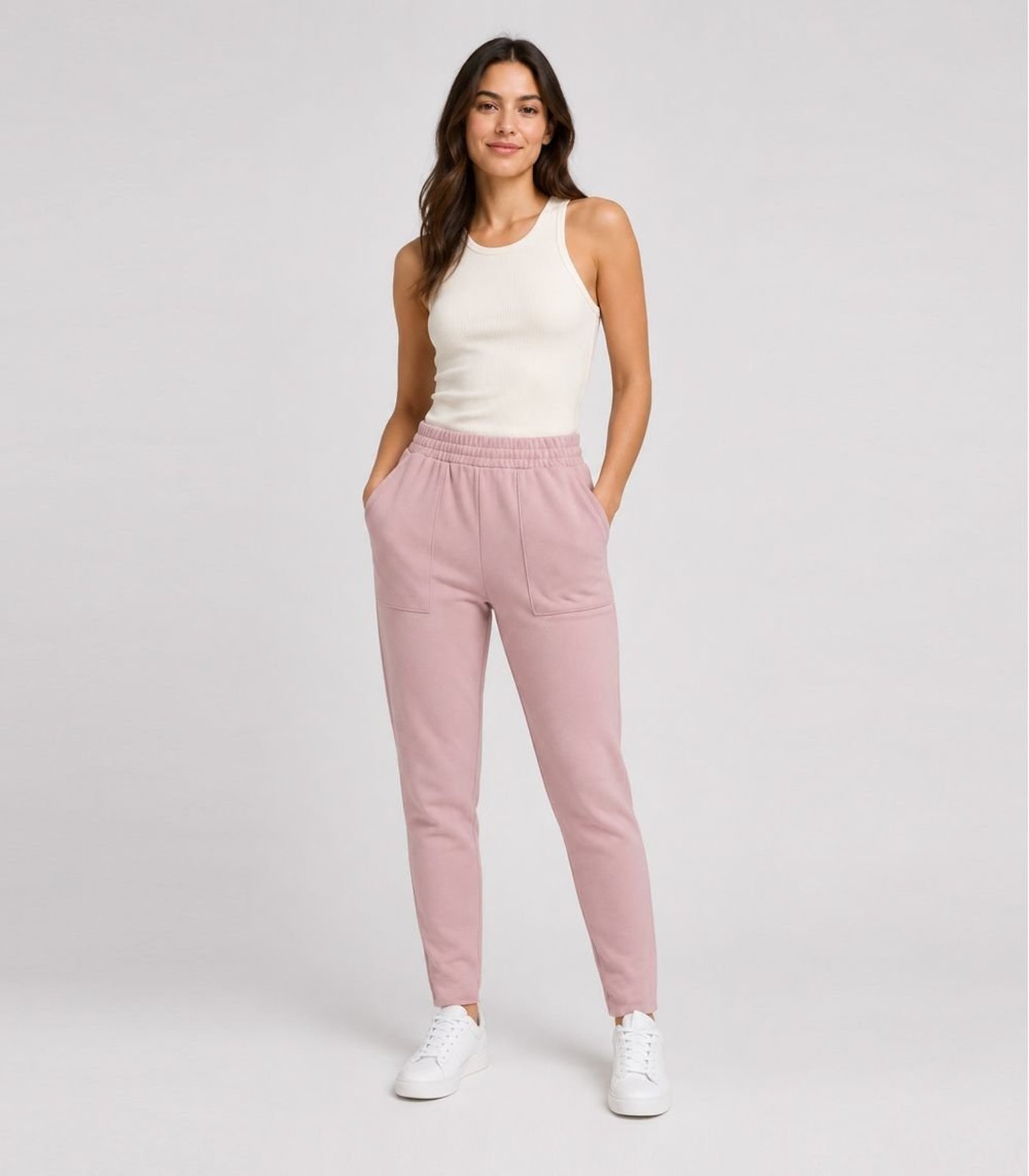 Calça Feminina Em Moletom Com Bolso Infinita Cor Rosa