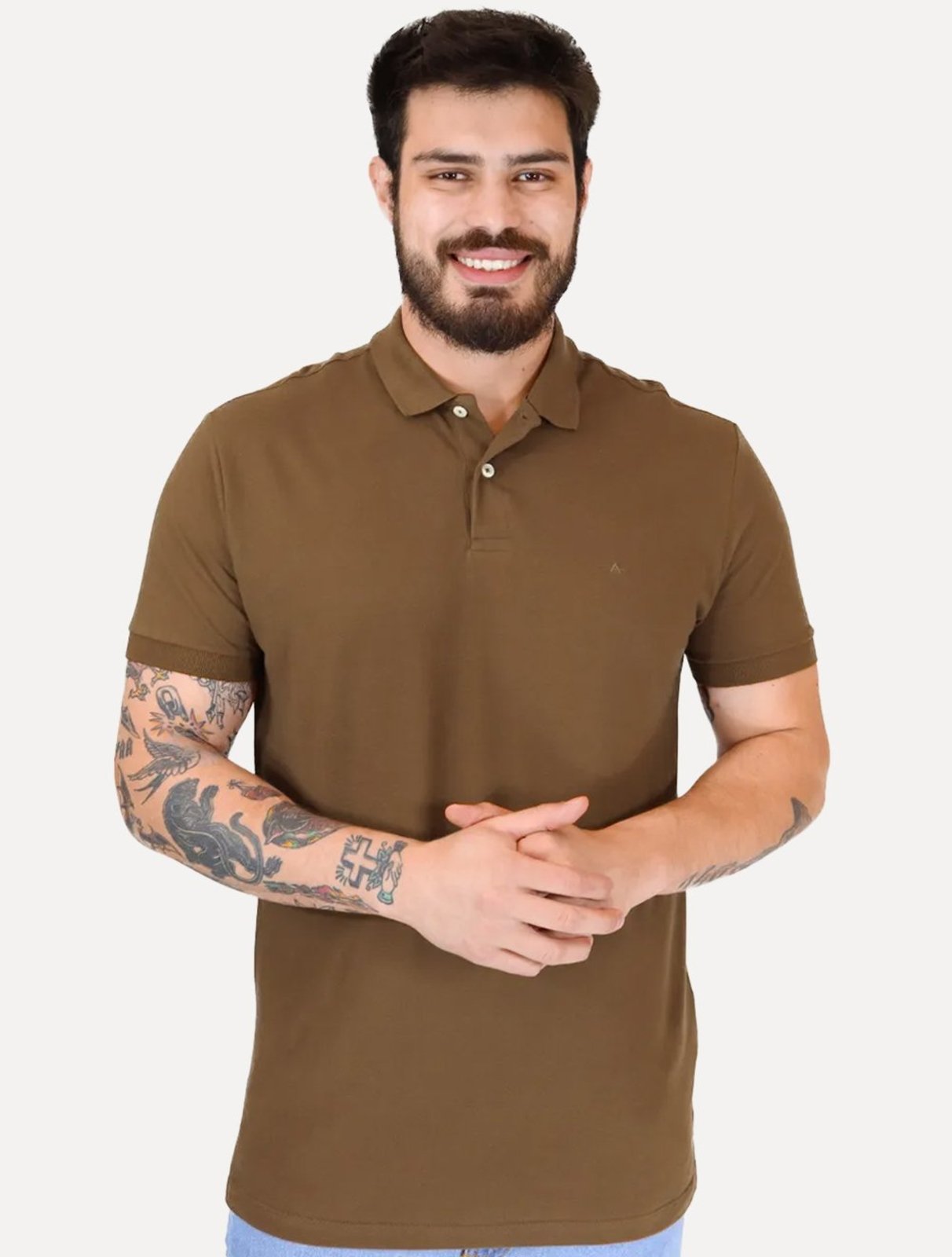 Polo Aramis Masculina Regular Basic Piquet Mono Marrom