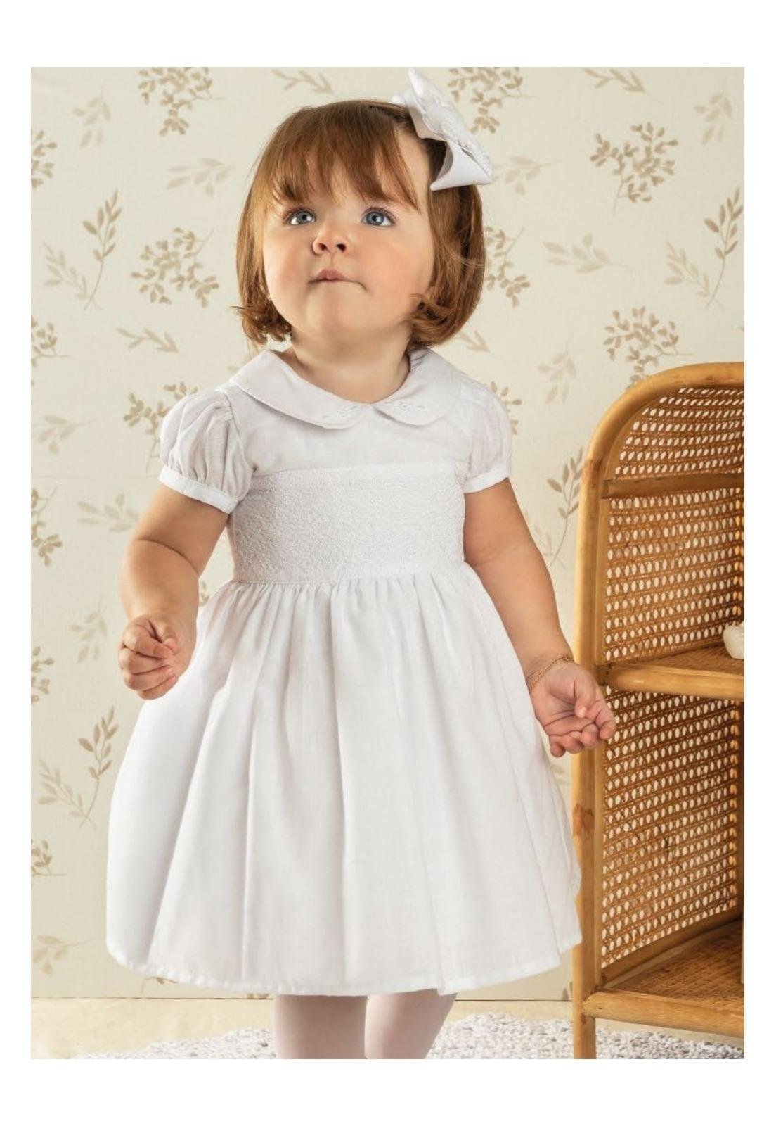 Infantil - Vestido Festa Menina Branco Anjos Baby 1 Branco