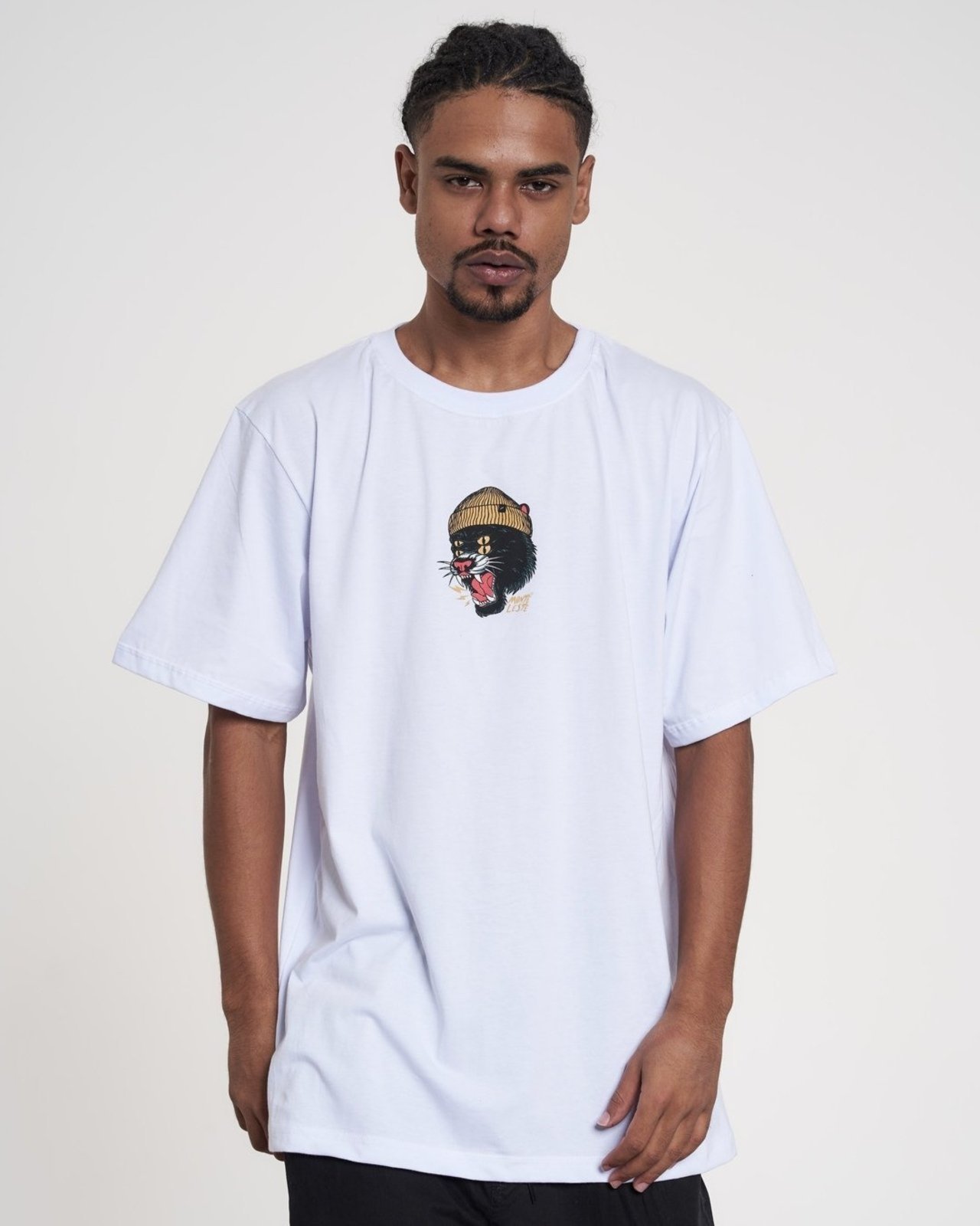 Camiseta Regular Estampada - Pantera Branco