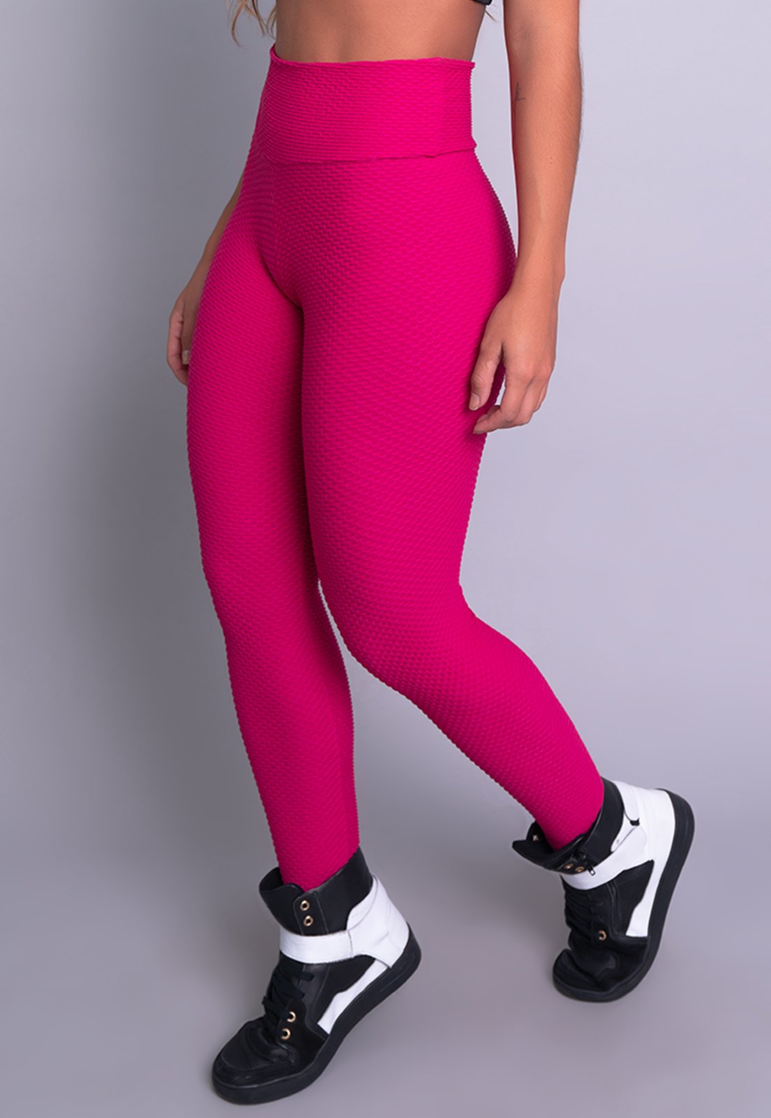 Vista 3 Calça Legging MVB Modas Feminina Cintura Alta Bolha rosa Mvb Modas rosa