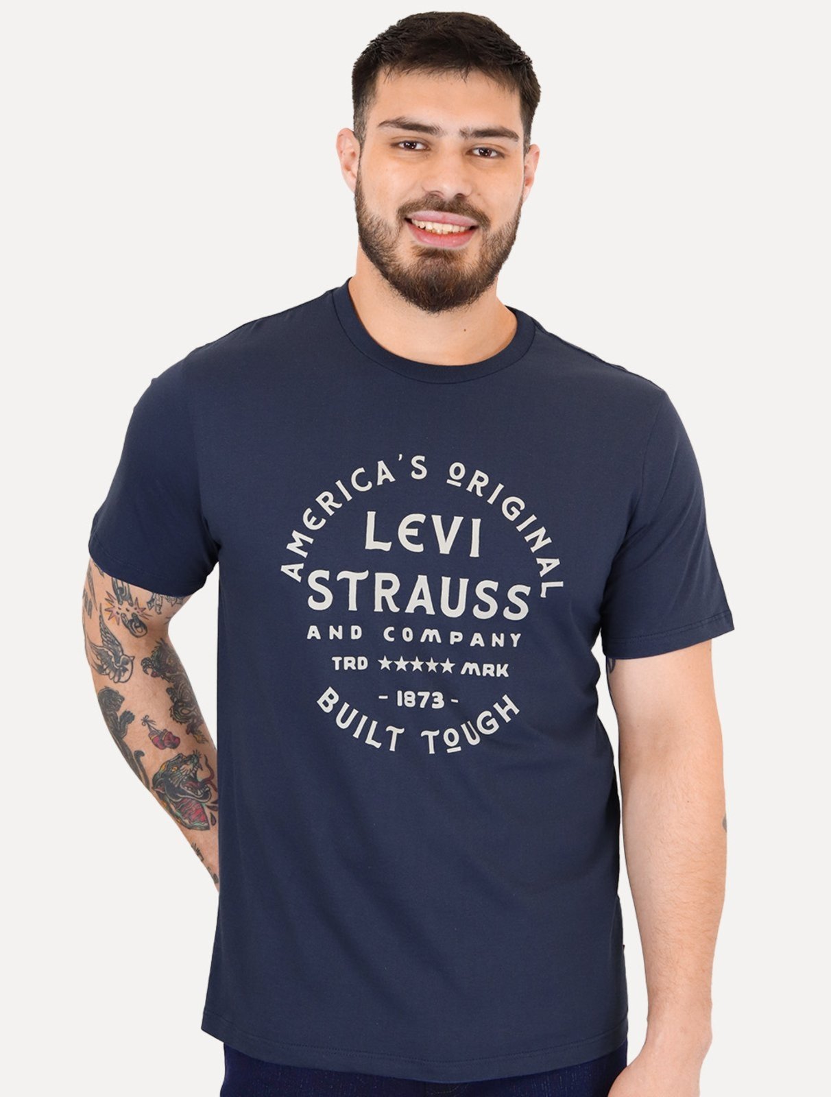 Vista 2 Camiseta Levis Masculina Original Graphic Built Tough azul marinho Levis azul marinho