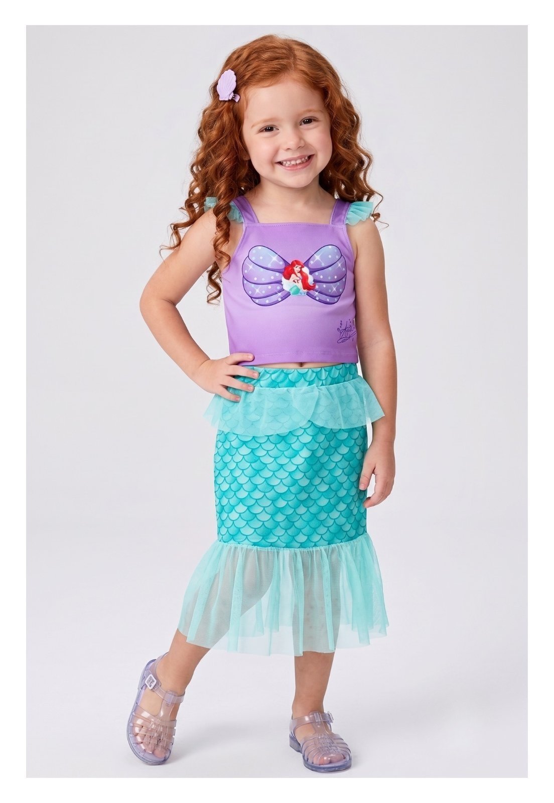 Infantil - Conjunto Disney Ariel Feminino Top e Saia
