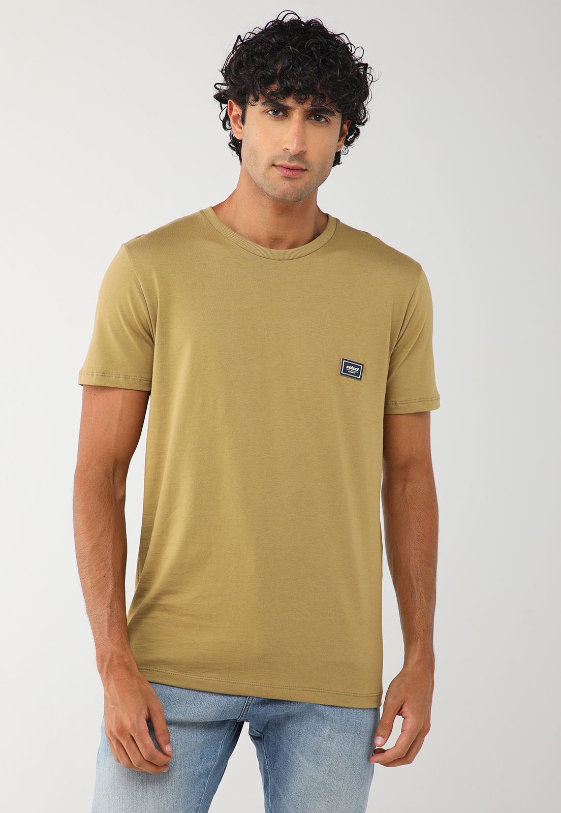 Vista 2 Camiseta Masculina Colcci Logo Patch bege Colcci bege