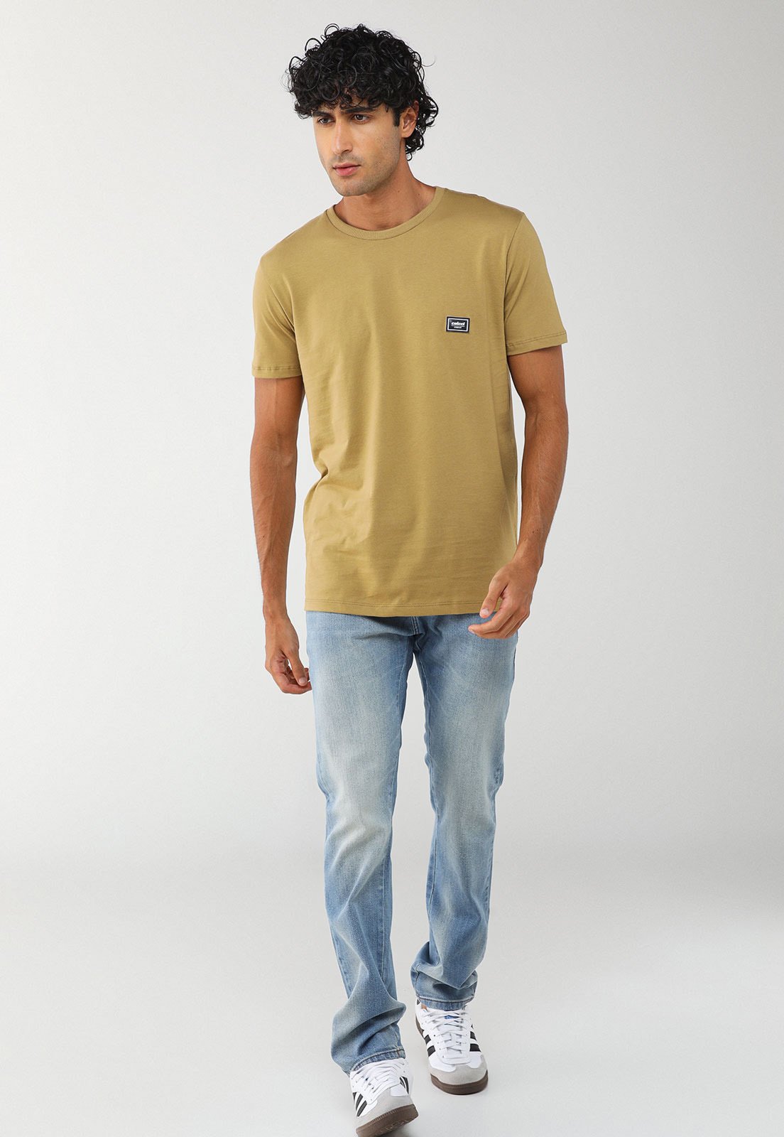 Vista 3 Camiseta Masculina Colcci Logo Patch bege Colcci bege