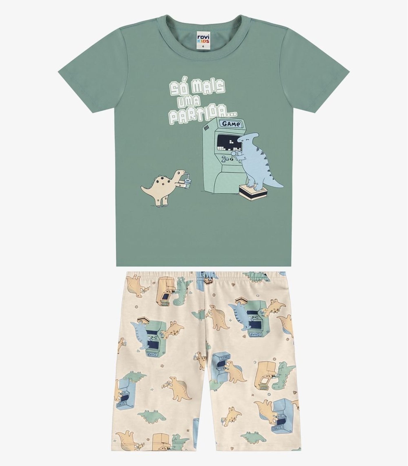 Piajama Camiseta Com Bermuda Rovi Verde