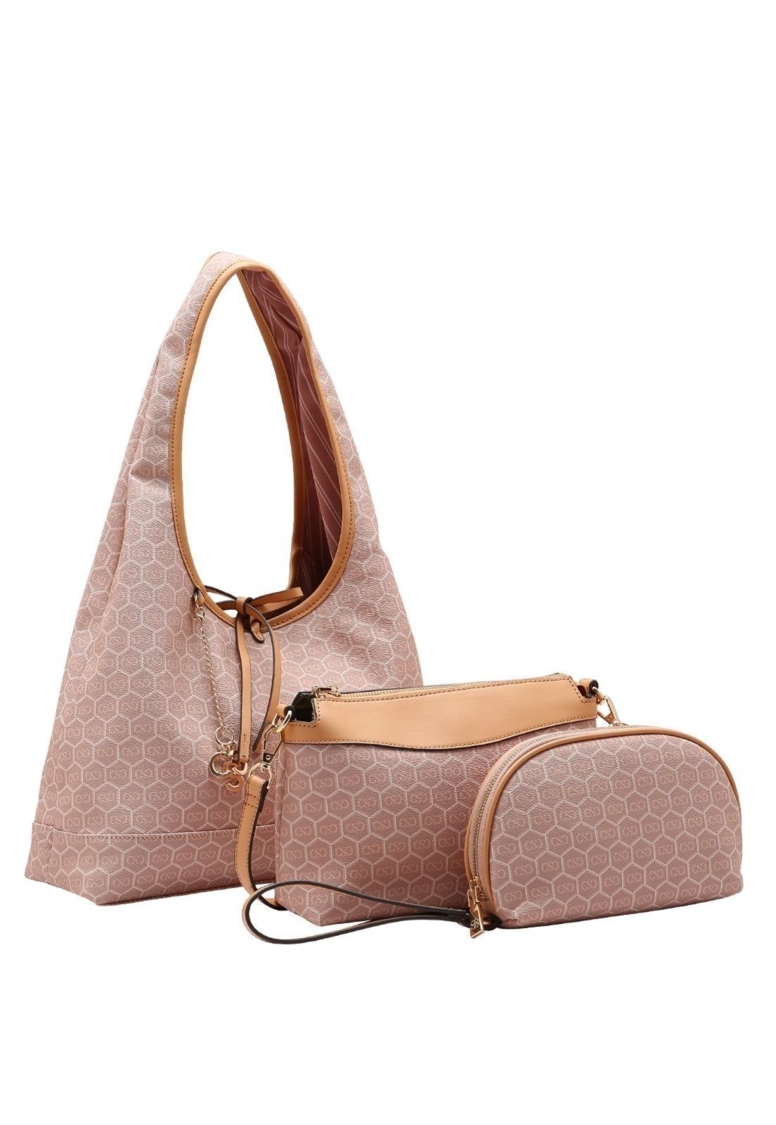 Bolsa Feminina Chenson New Monograma Dupla Face Kit 3 Peças 3485429 Rosa