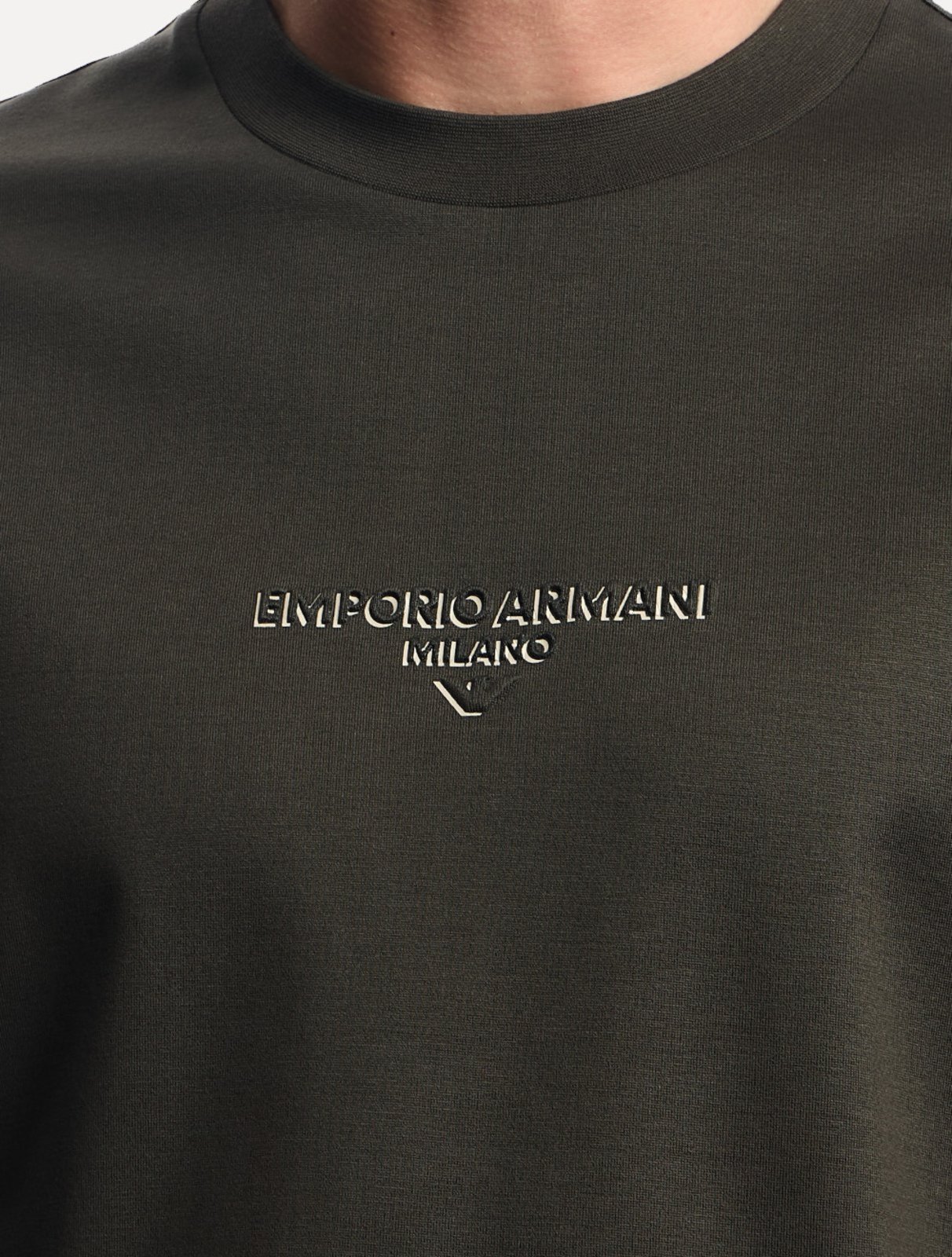 Vista 3 Camiseta Empório Armani Masculina Jersey Logo Chest Escuro verde Emporio Armani verde