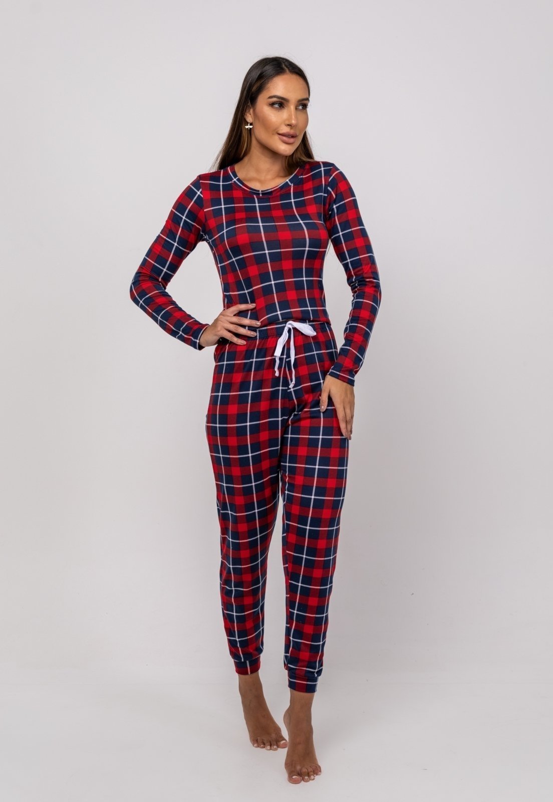 Vista 2 Pijama Calça e Blusa M/L Malha Salvatore Fashion vermelho Salvatore Fashion vermelho