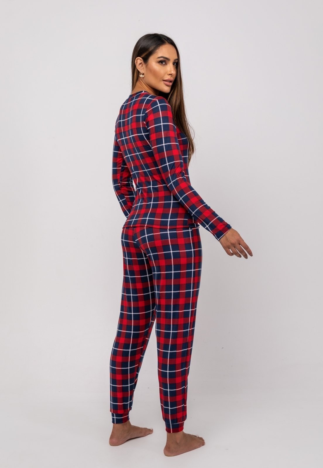 Vista 3 Pijama Calça e Blusa M/L Malha Salvatore Fashion vermelho Salvatore Fashion vermelho