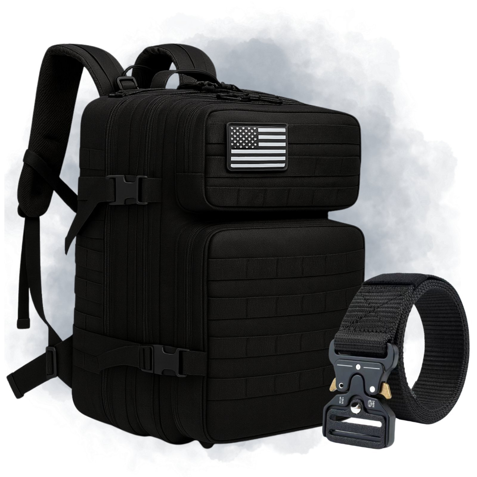 Mochila Masculina Militar Do Exército Trilha e Cinto Tático Preto Star Shop