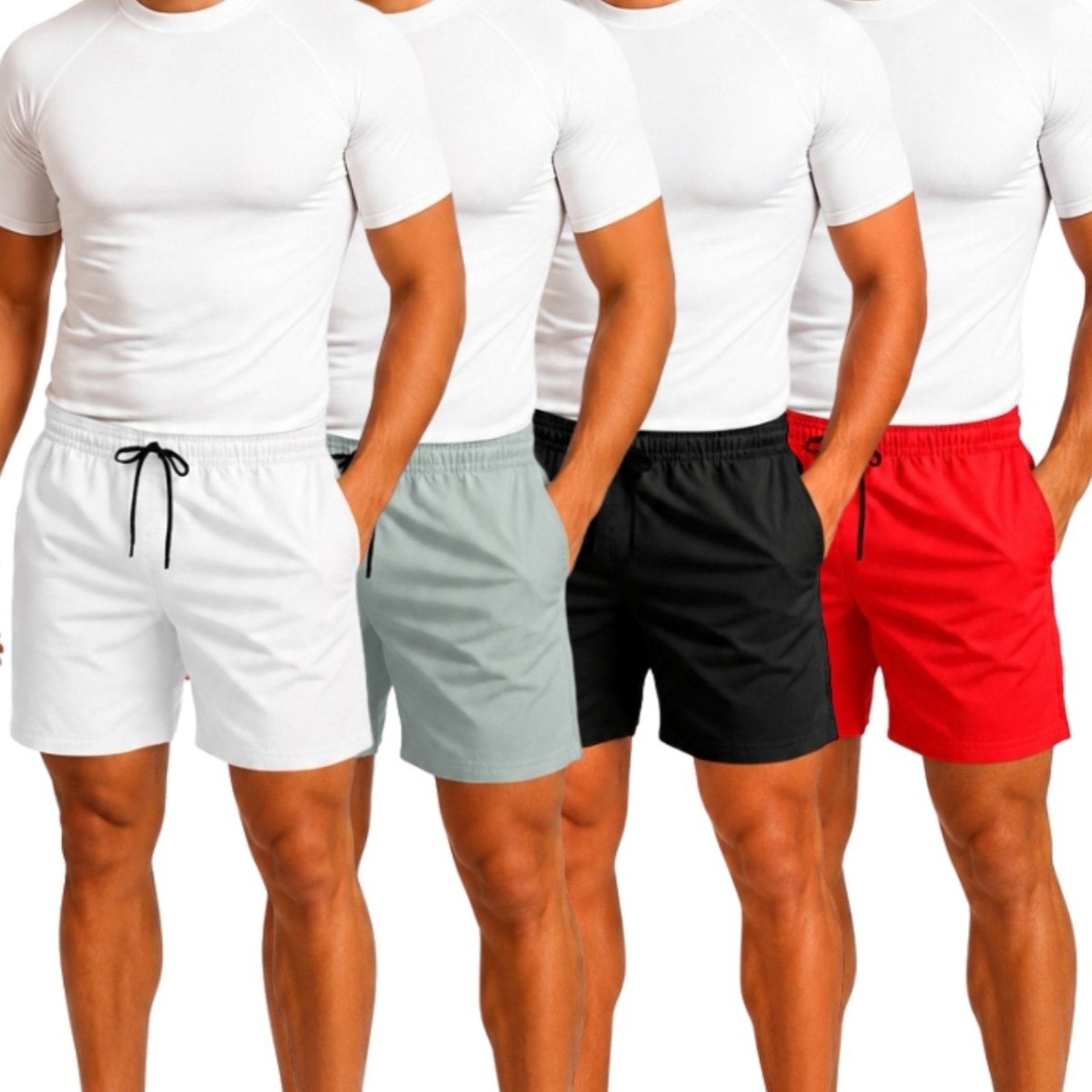 Kit 4 Short Tactel Leve Relaxado Moda Praia Liso Bermuda Masculina