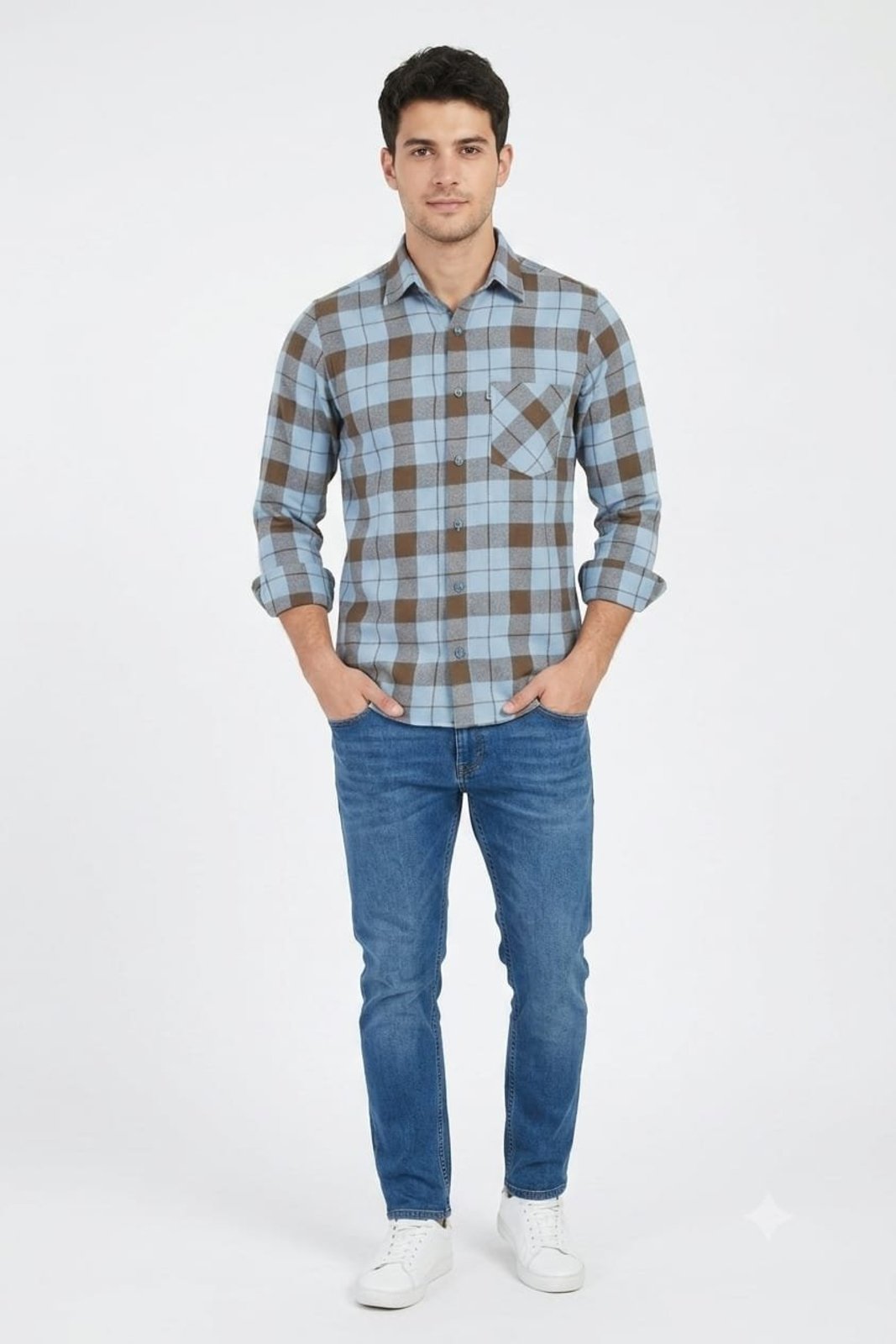 Camisa Flanela Amil Xadrez Brasco Comfort Com Bolso Manga longa Luxo Cor07