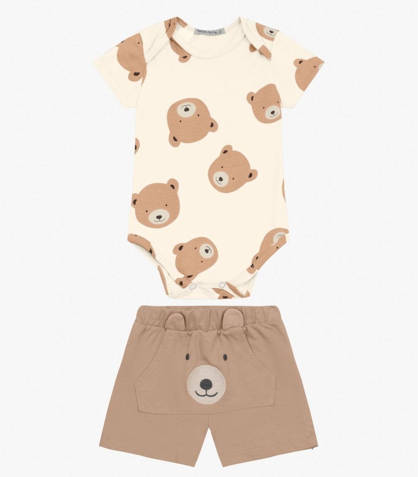 Vista 2 Infantil - Conjunto Body com Bermuda Menino Trick Nick Off White off-white white Trick Nick off-white white