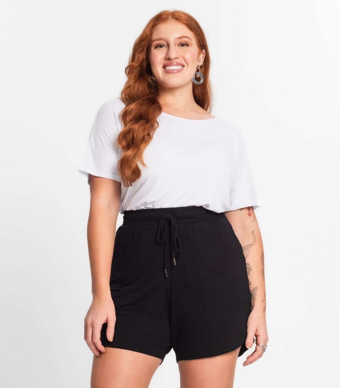 Blusa Manga Curta Feminina Plus Size Secret Glam Branco