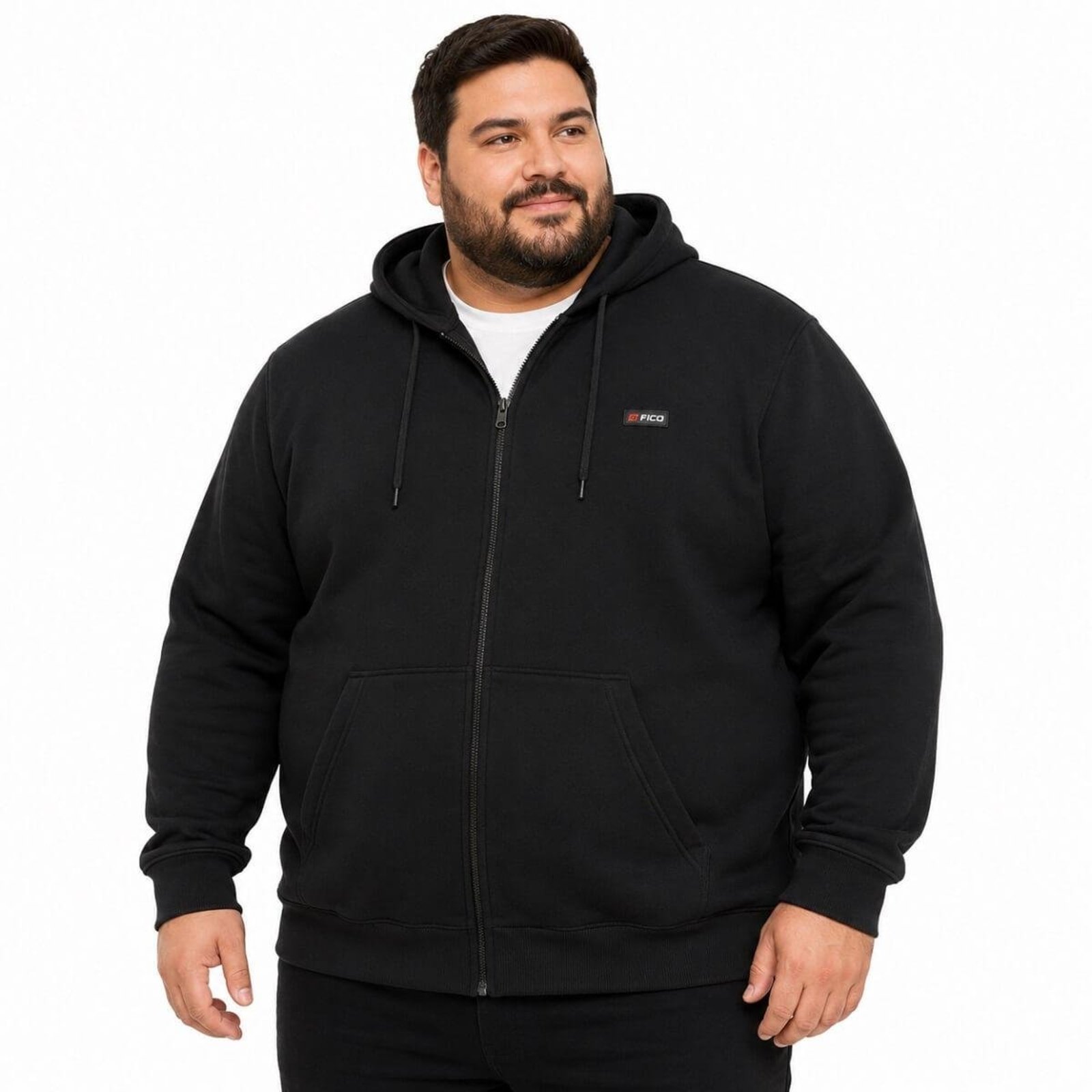 Blusa Moletom Básica Plus Size Masculina Fico com Capuz 00980-000156 Preta
