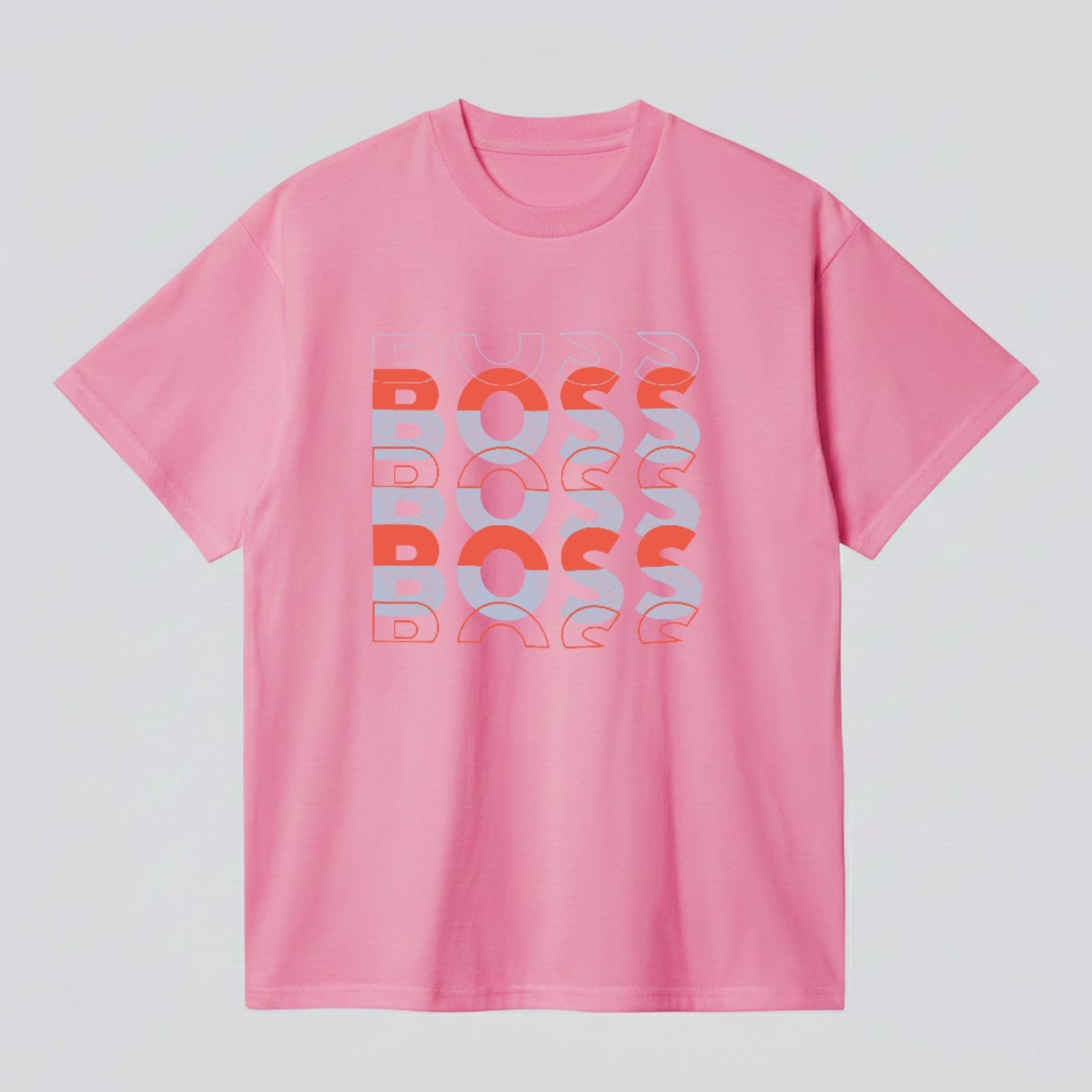 Camiseta Básica Moda Urbana Boss Estilosa Premium Casual Rosa