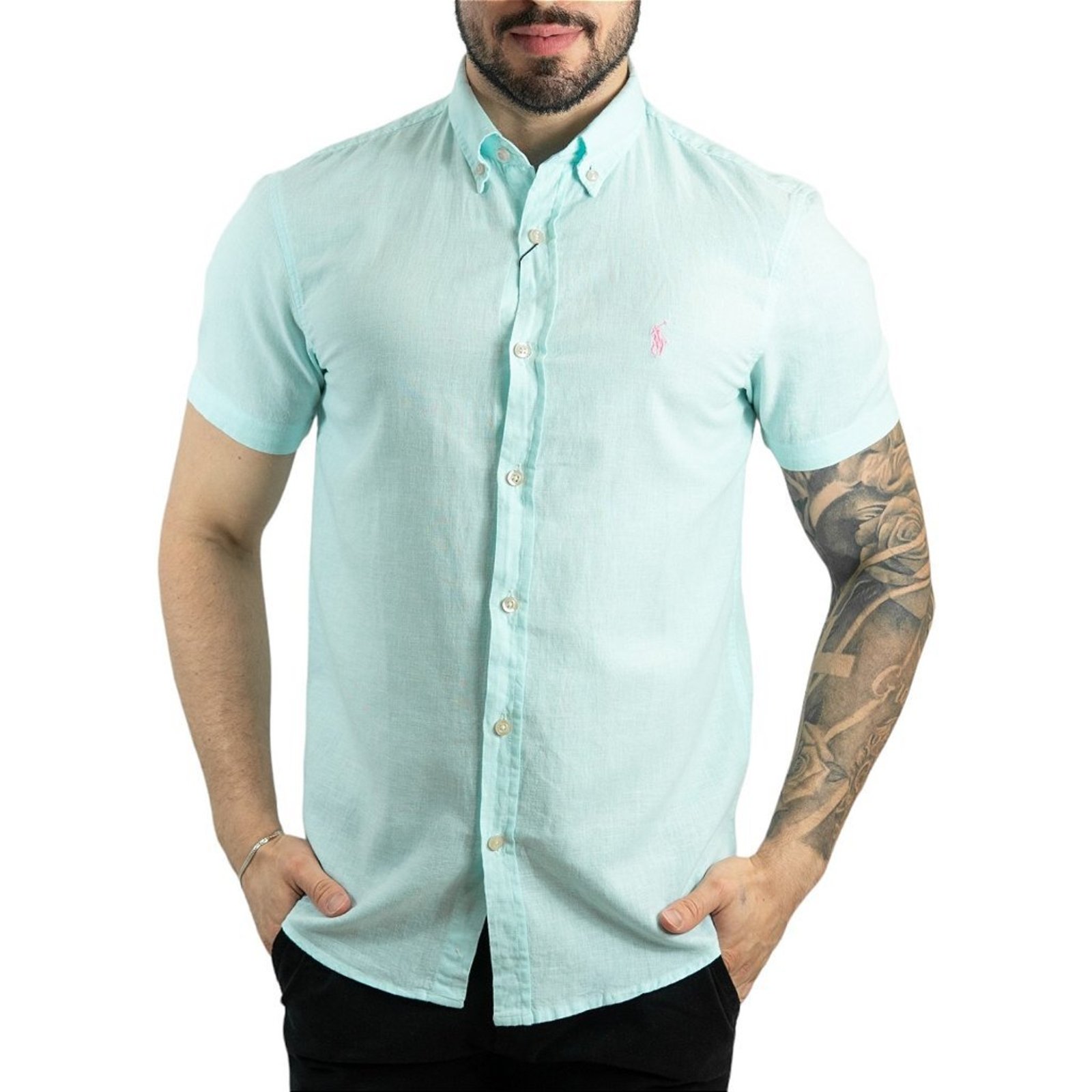 Camisa RL Custom Fit Linho Verde