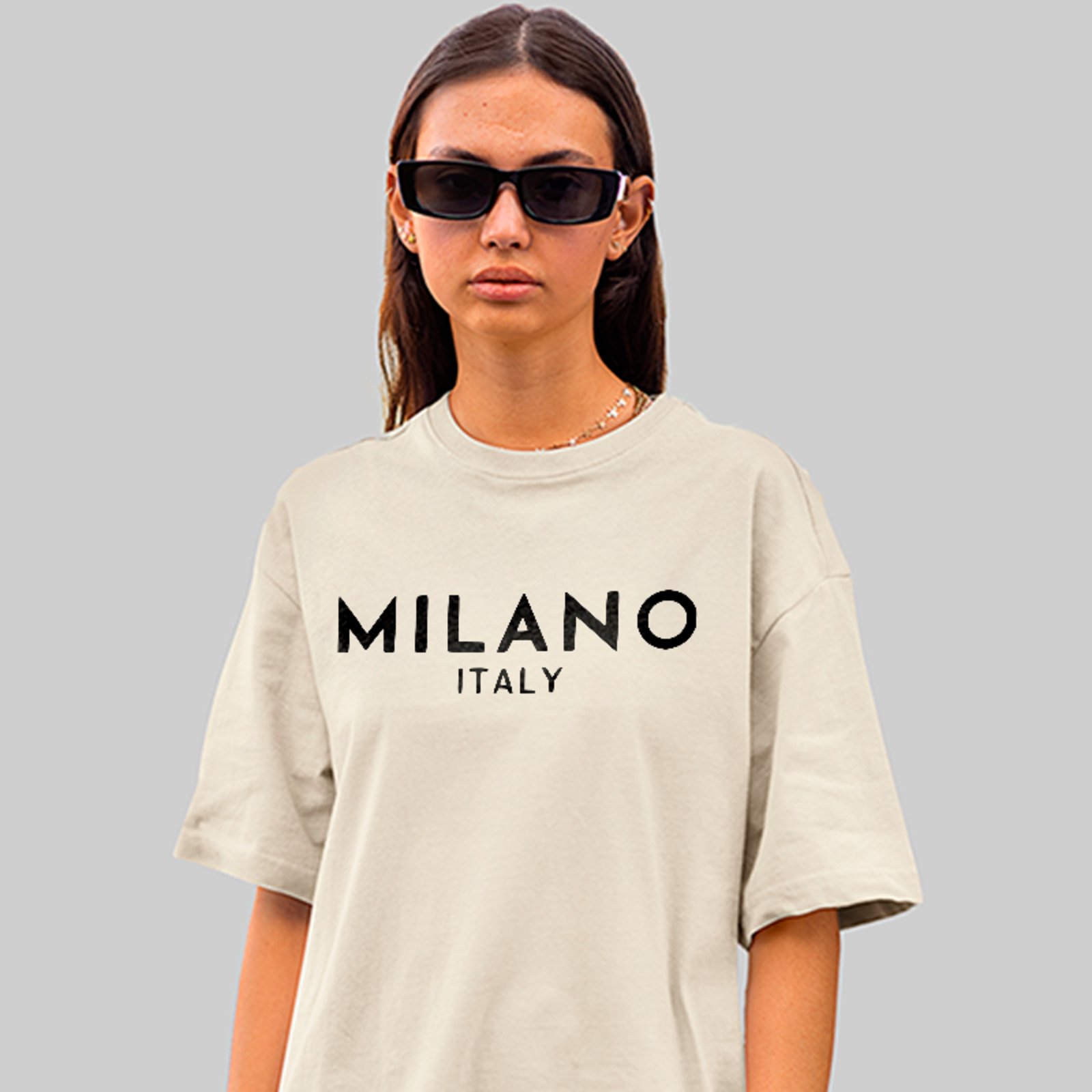 Camiseta Oversized Milano Italy Casual Exclusiva Unissex Off White