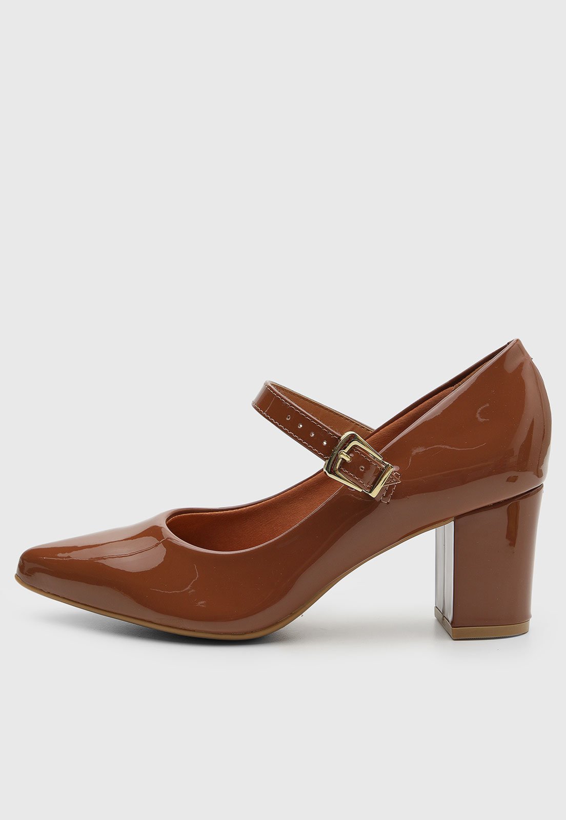 Scarpin Feminino Vizzano Salto Médio Envernizado Marrom