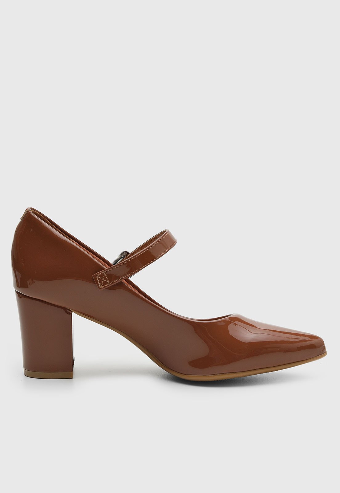 Vista 3 Scarpin Feminino Vizzano Salto Médio Envernizado marrom VIZZANO marrom
