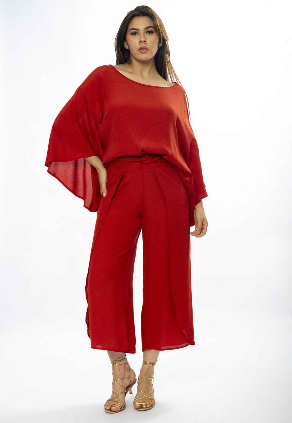 Calça Envelope Amazônia Vital Dueré Pantacourt Viscose Terracota