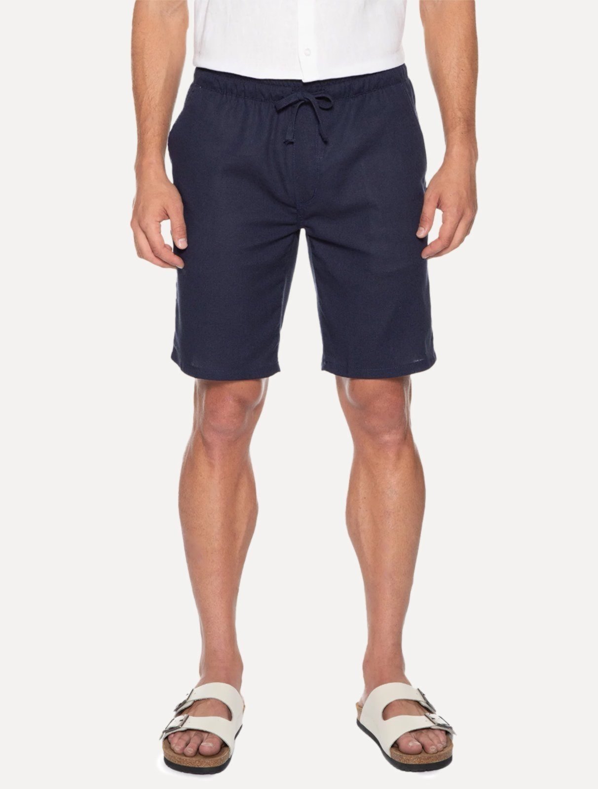 Bermuda Sergio K Masculina Elastico Linho Casual Azul Marinho