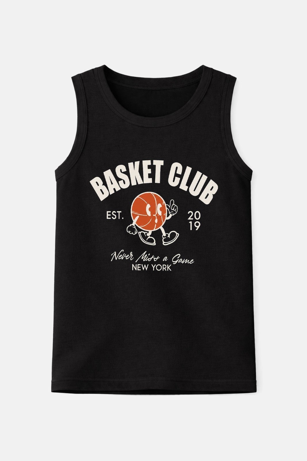 Infantil - Camiseta Regata Masculina Algodão Preto - Basket Club - Babei no Look