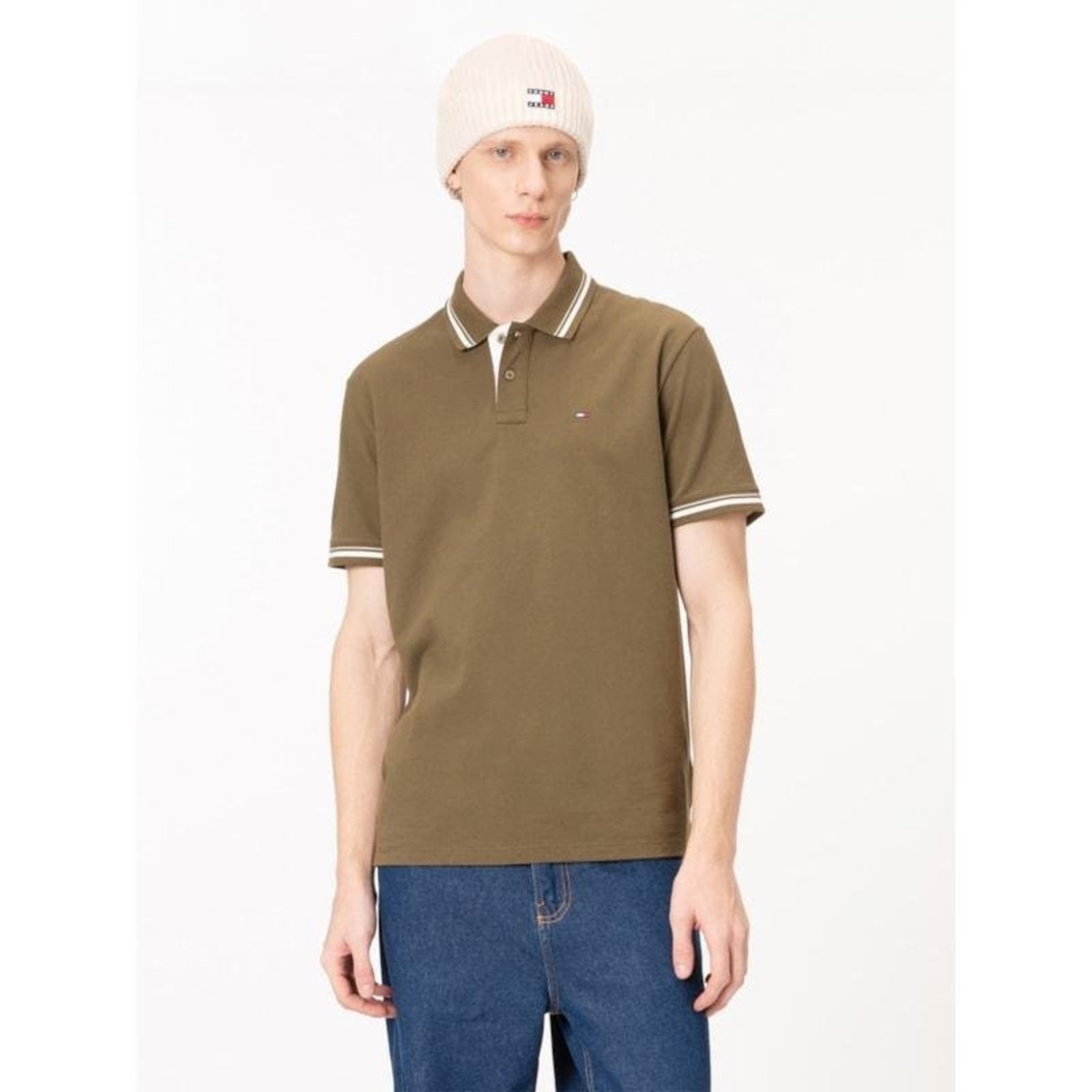 Camisa Polo Tommy Flag com Detalhes Bordados Verde