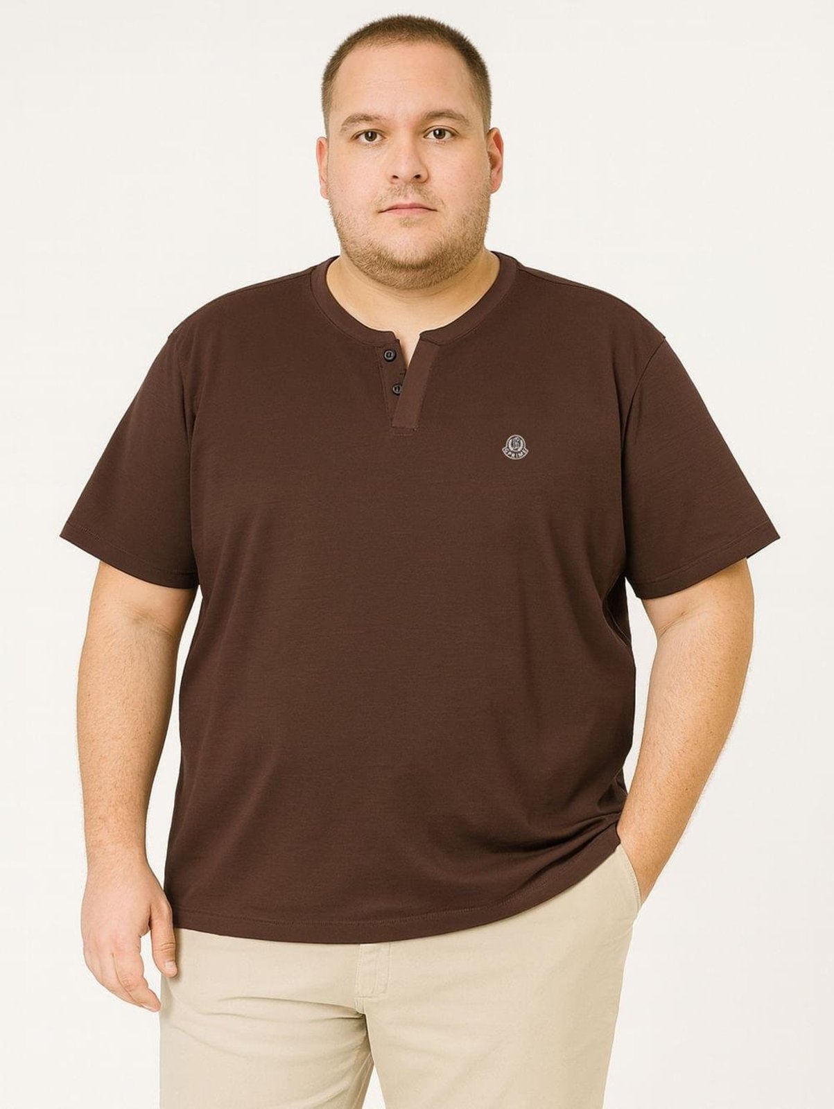 Camiseta Manga Curta Plus Size Masculina MARROM