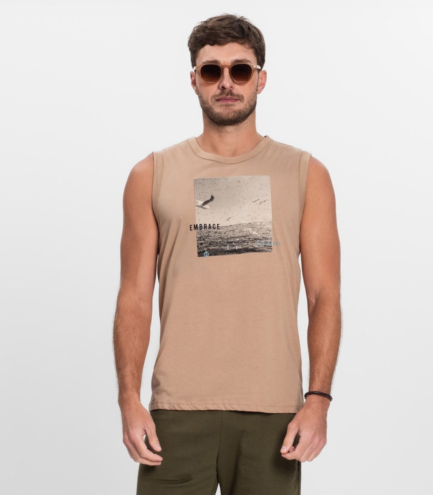Regata Masculina Meia Malha Diametro Marrom