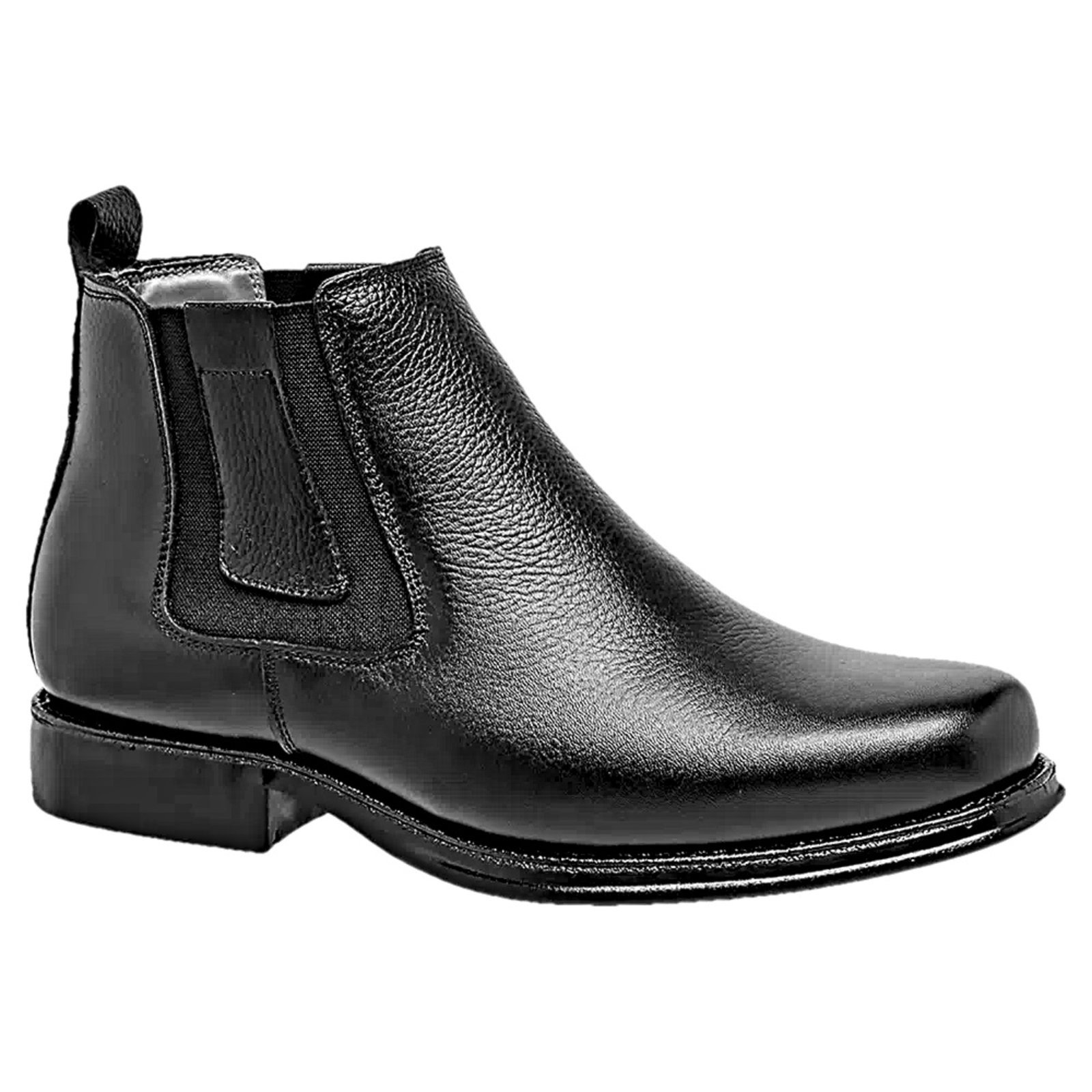 Botina Malbork Gel Conforto Em Couro Preto 453P