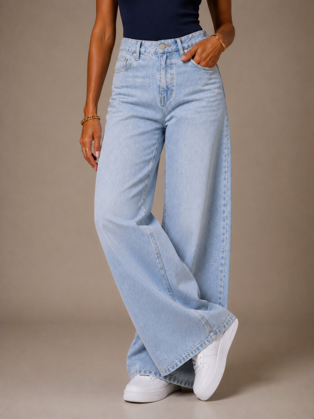 Calça Wide Leg Feminina Mys Jeans Cintura Alta Modelagem Premium Confortável