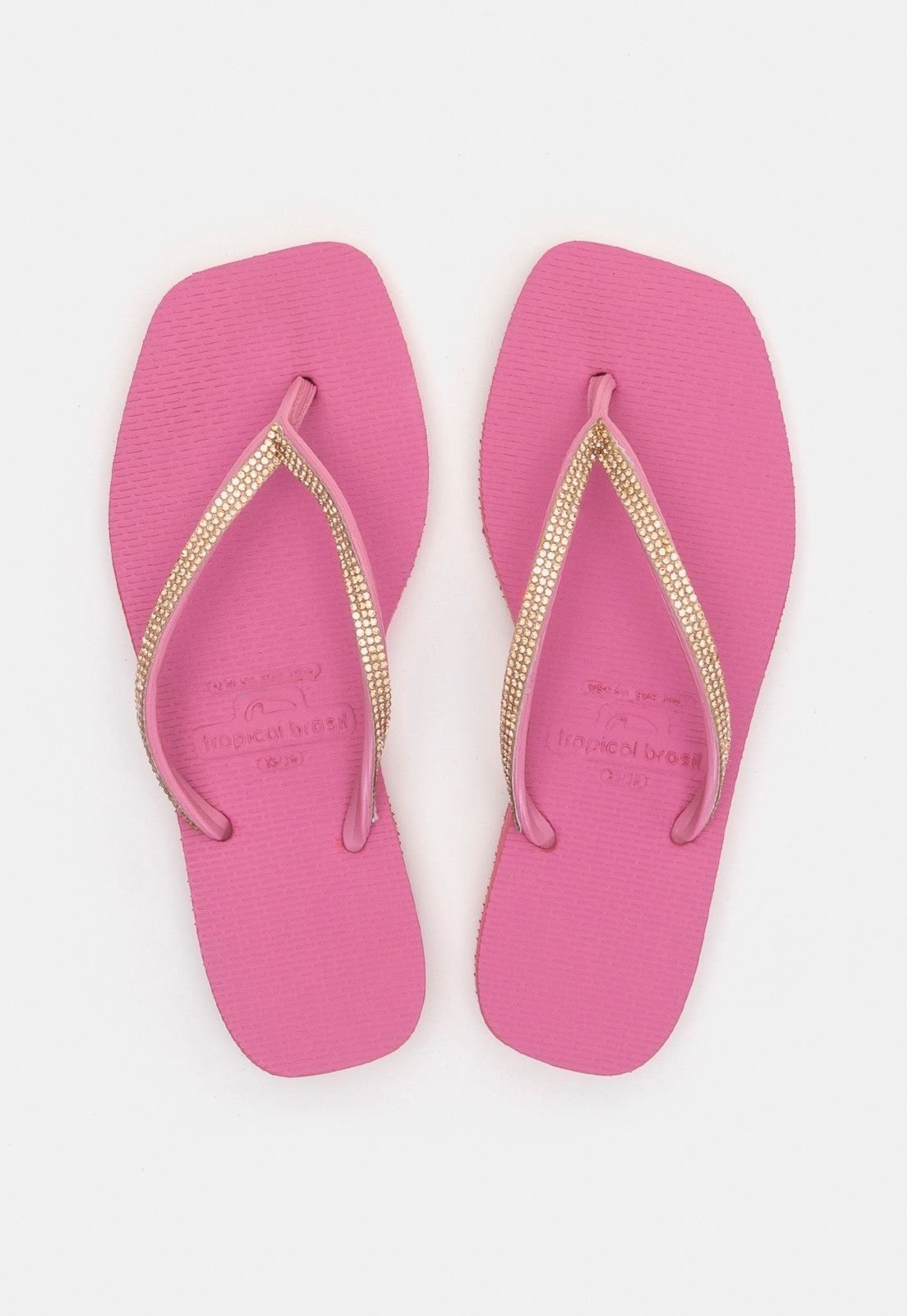 Chinelo Tropical Brasil Quadradinha Strass Bordô