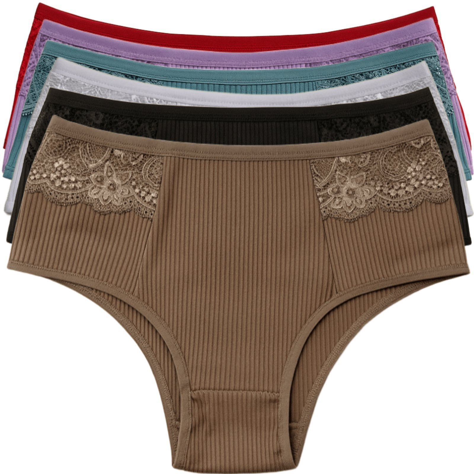 Kit 6 Calcinhas Reflexo Íntimo Com Renda Canelada Lingerie Básica Multicolorida