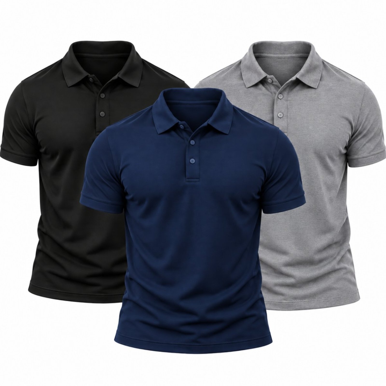 Kit 3 Camisas Polo Poliamida Masculina Básica Premium Colorido