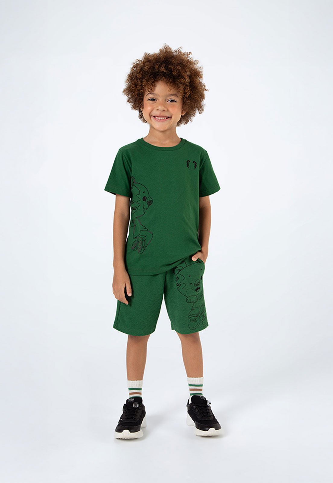 Conjunto Tigor T. Tigre Curto Logo Verde