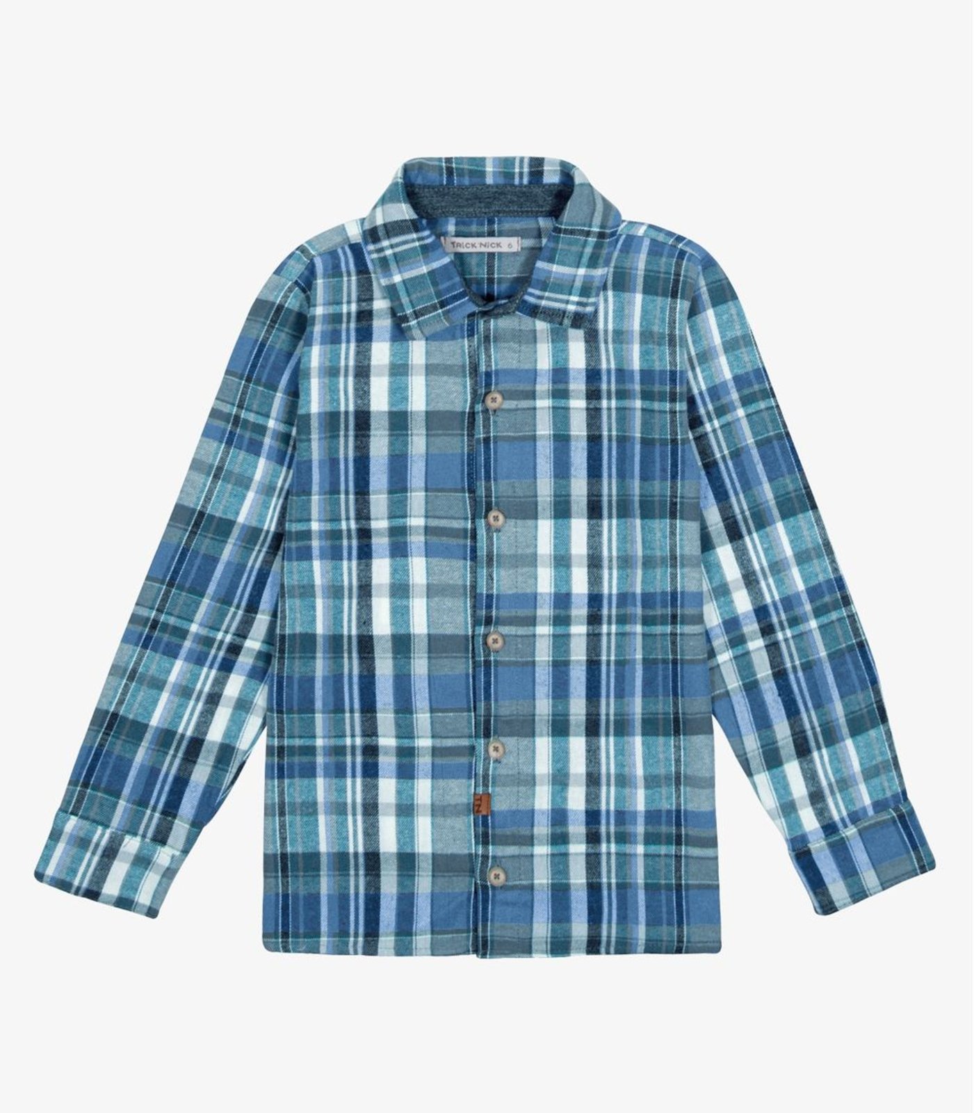 Infantil – Camisa Manga Longa Xadrez Trick Nick Azul