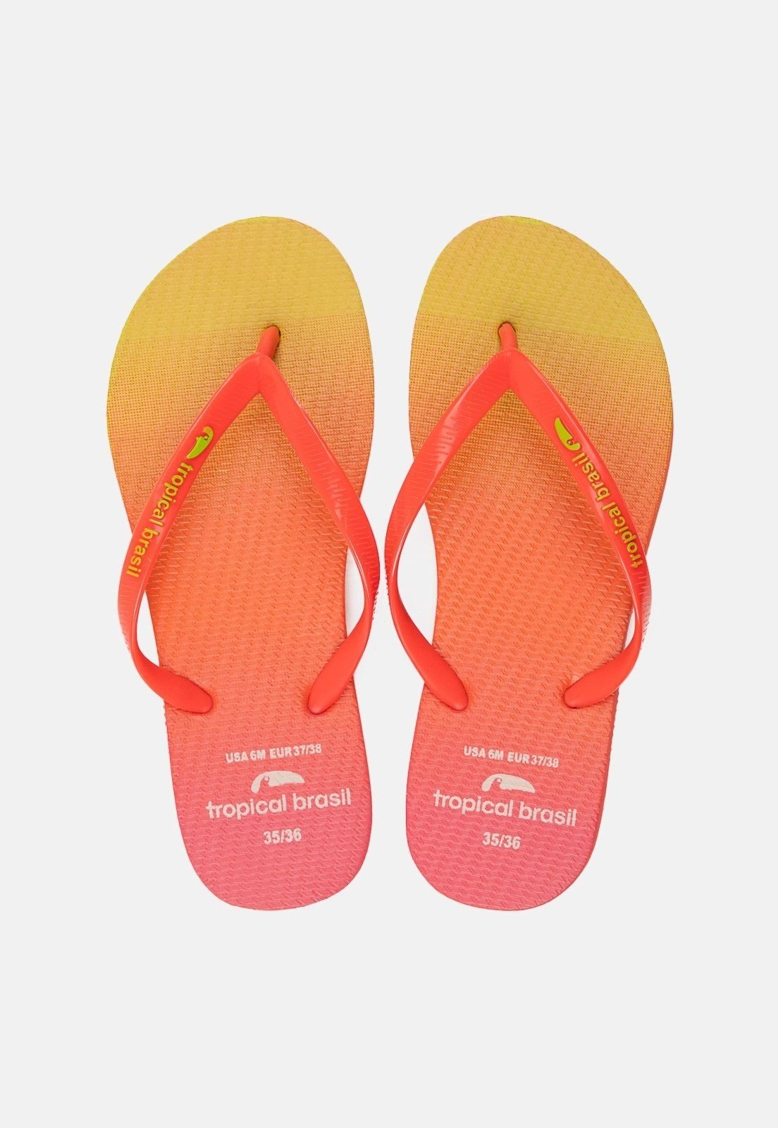 Chinelo Tropical Brasil Estampado Slim Goiaba
