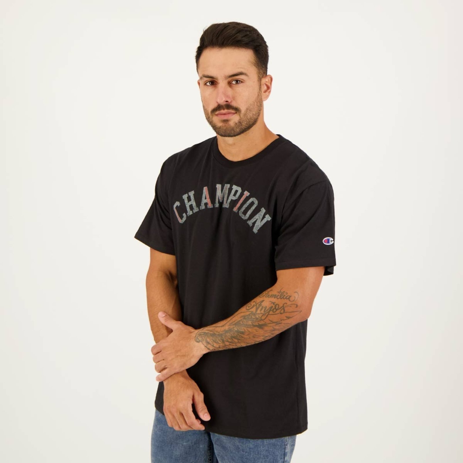 Vista 3 Camiseta Champion Letters Preta preto Champion preto