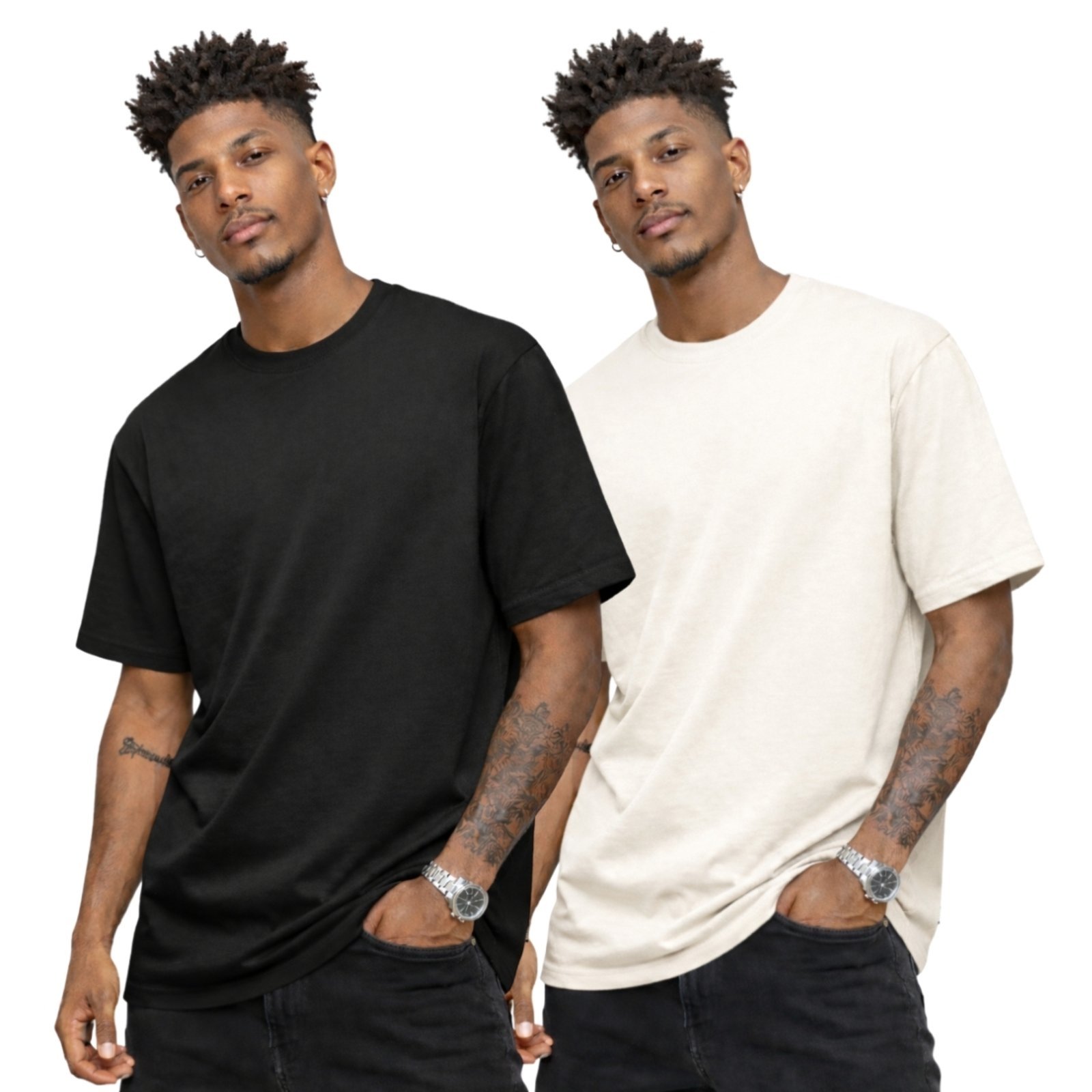 Kit 2 Camisa Masculina Camiseta Gola Redonda Lisa Algodão