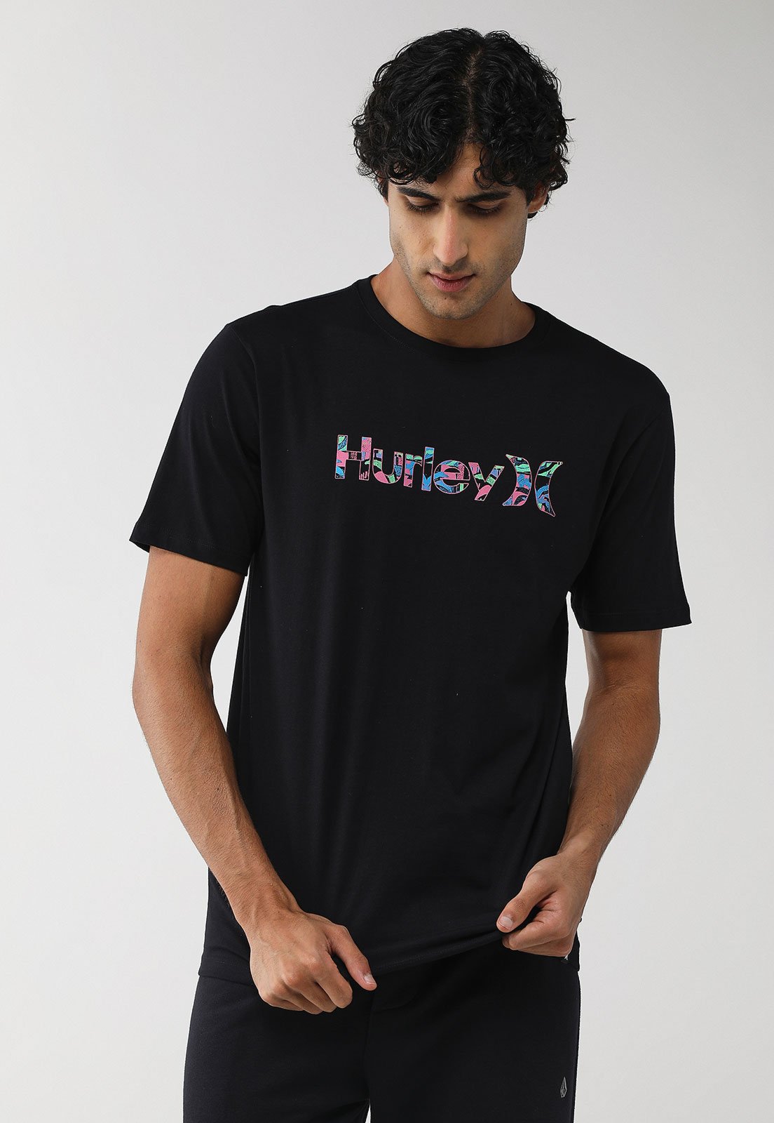 Camiseta Masculina Hurley Silk OO Surf Noise Preta